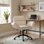 Korin Fabric Cross-Leg Desk Chair with Adjustable Armrests