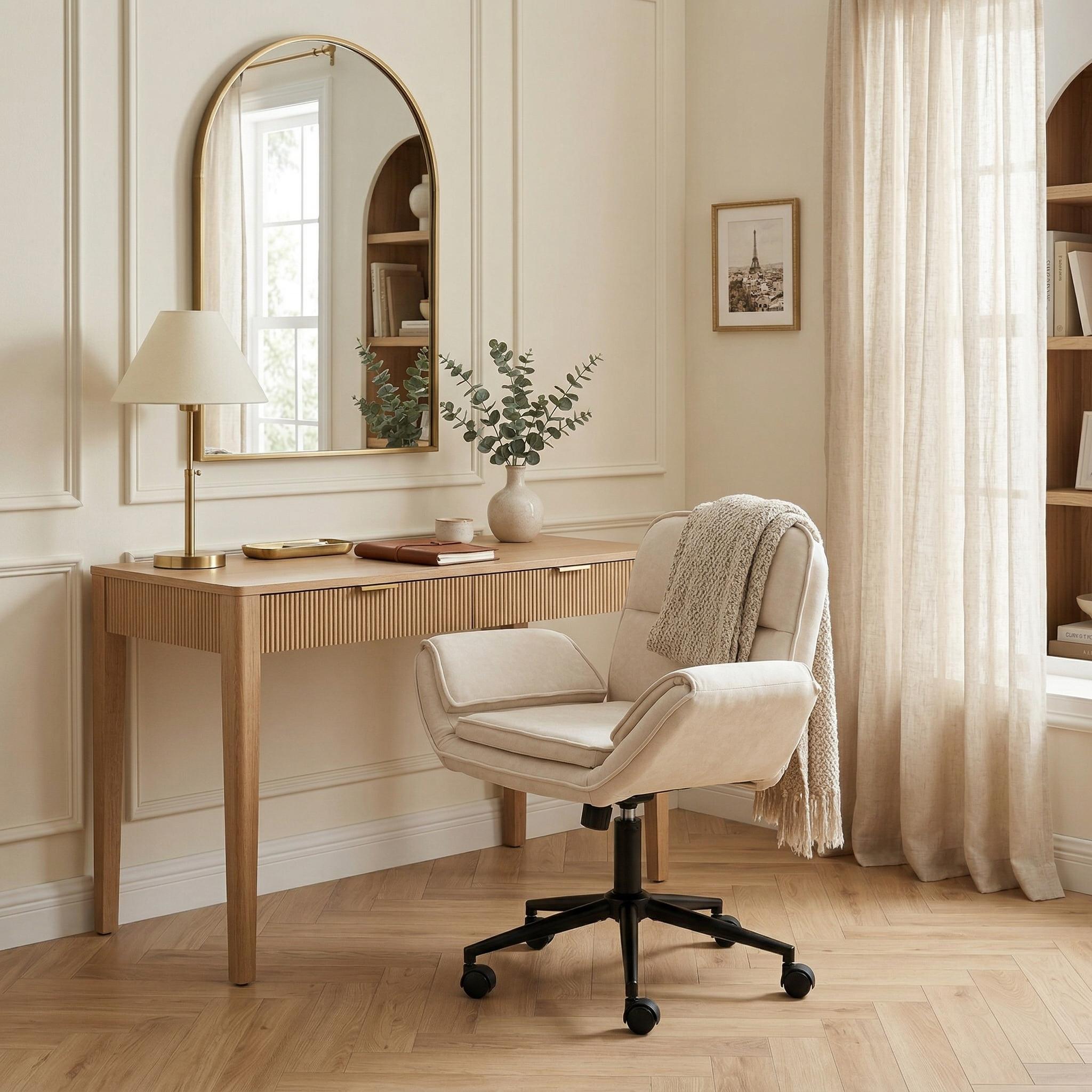 Korin Fabric Cross-Leg Desk Chair with Adjustable Armrests