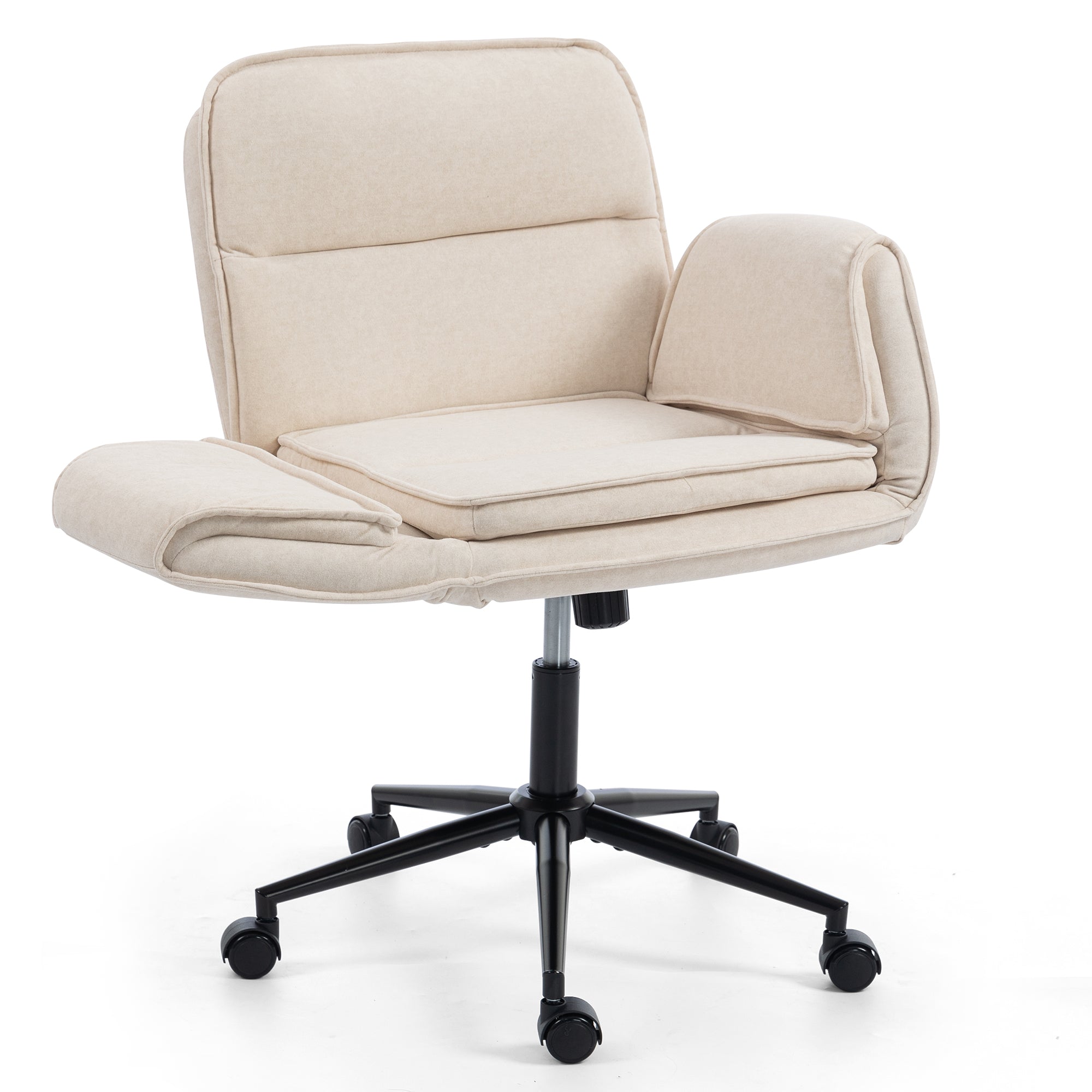 Korin Fabric Cross-Leg Desk Chair with Adjustable Armrests