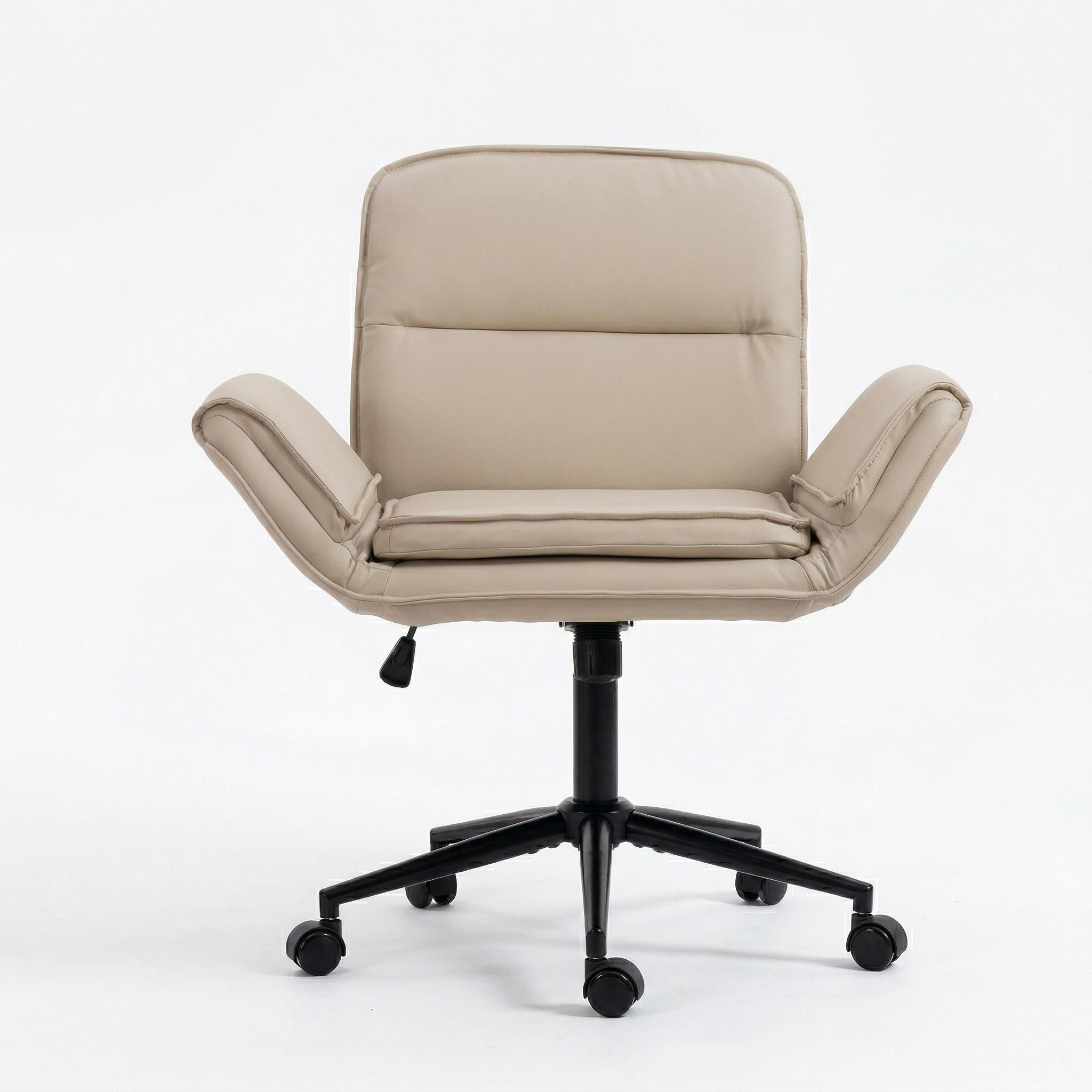 Korin PU Leather Cross-Leg Desk Chair with Adjustable Armrests