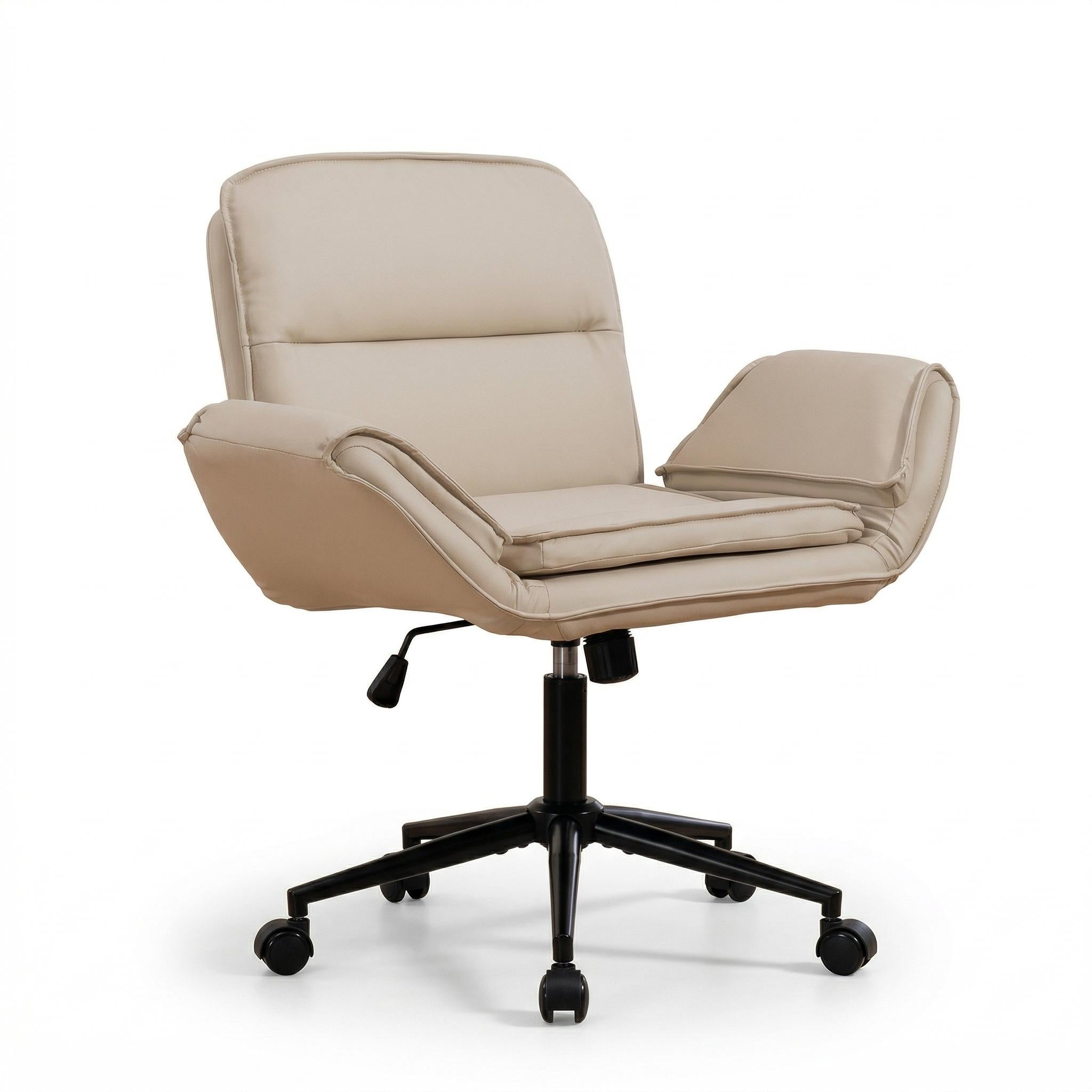 Korin PU Leather Cross-Leg Desk Chair with Adjustable Armrests
