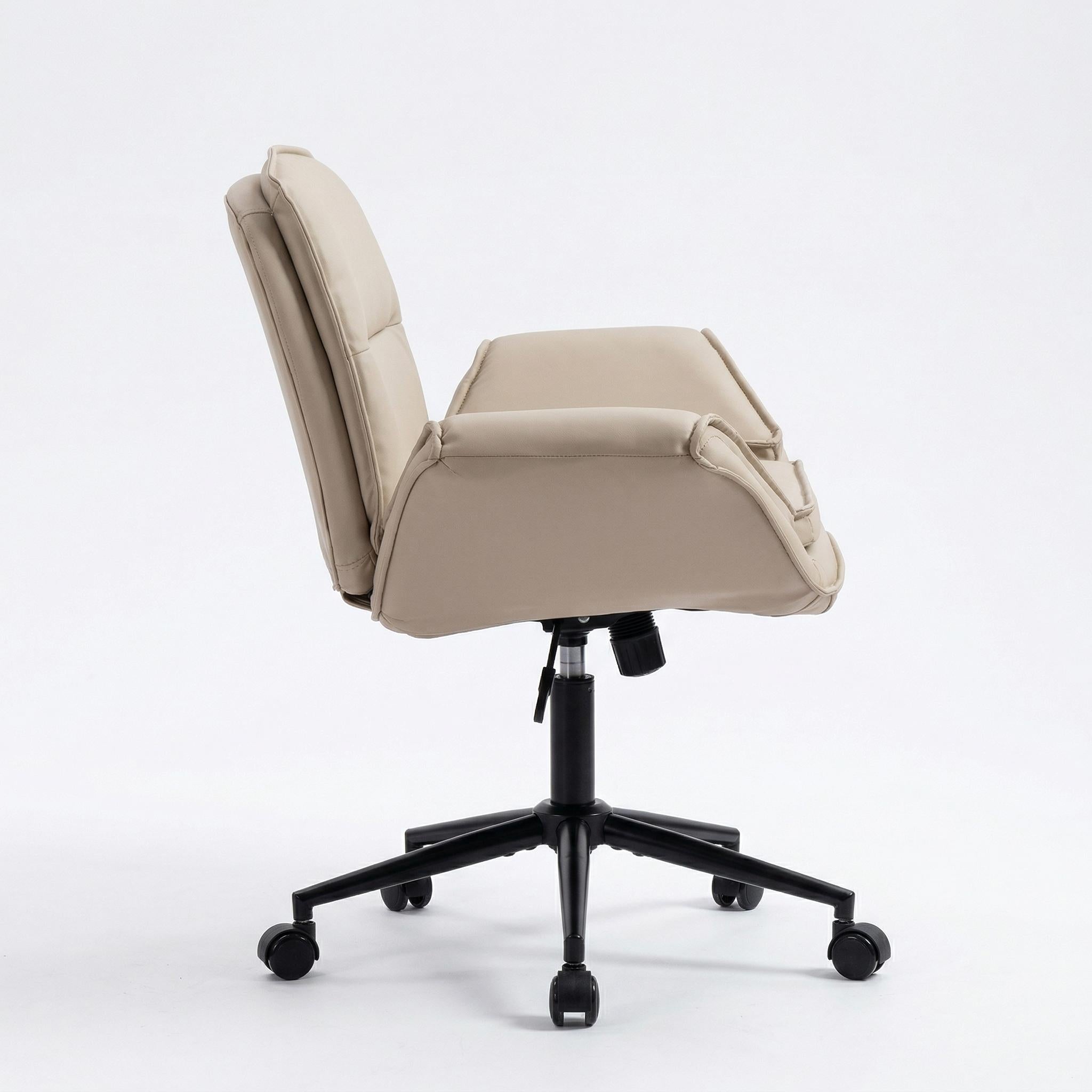 Korin PU Leather Cross-Leg Desk Chair with Adjustable Armrests
