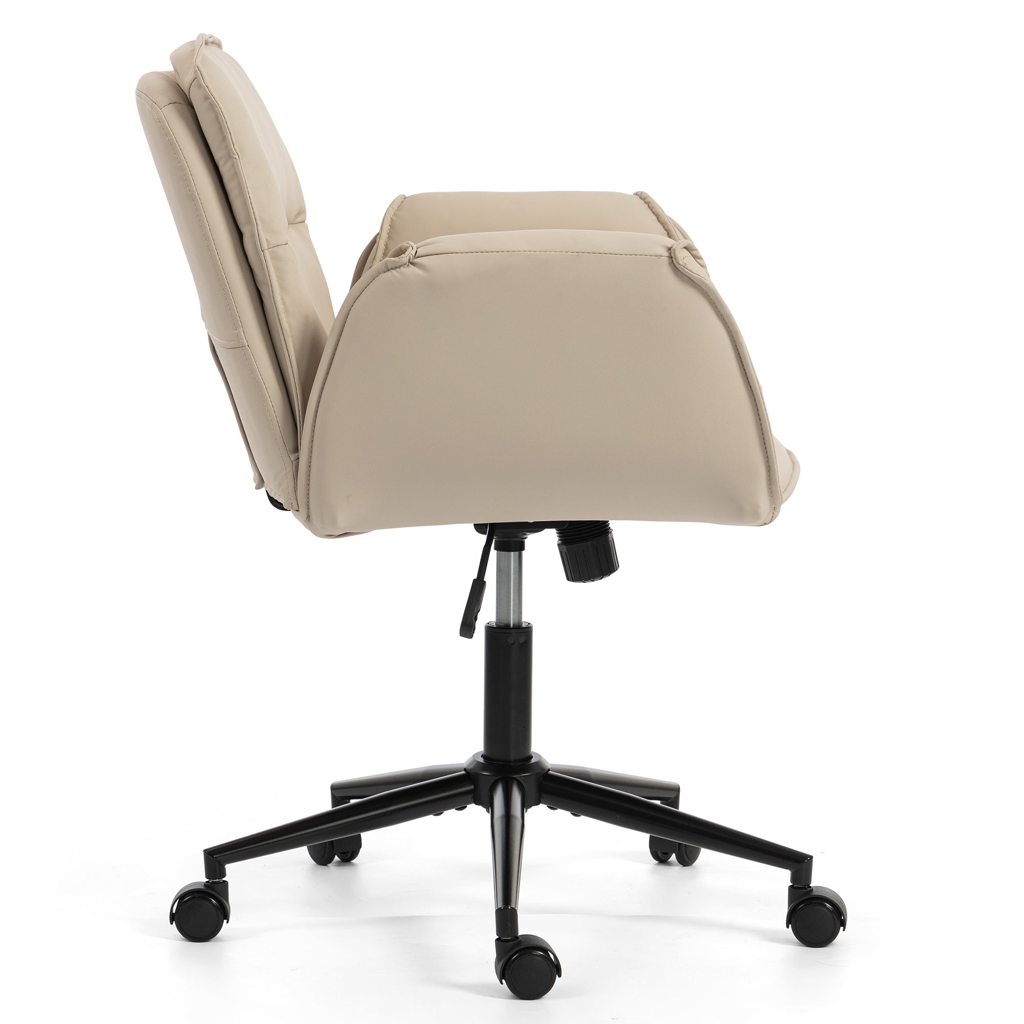 Korin PU Leather Cross-Leg Desk Chair with Adjustable Armrests