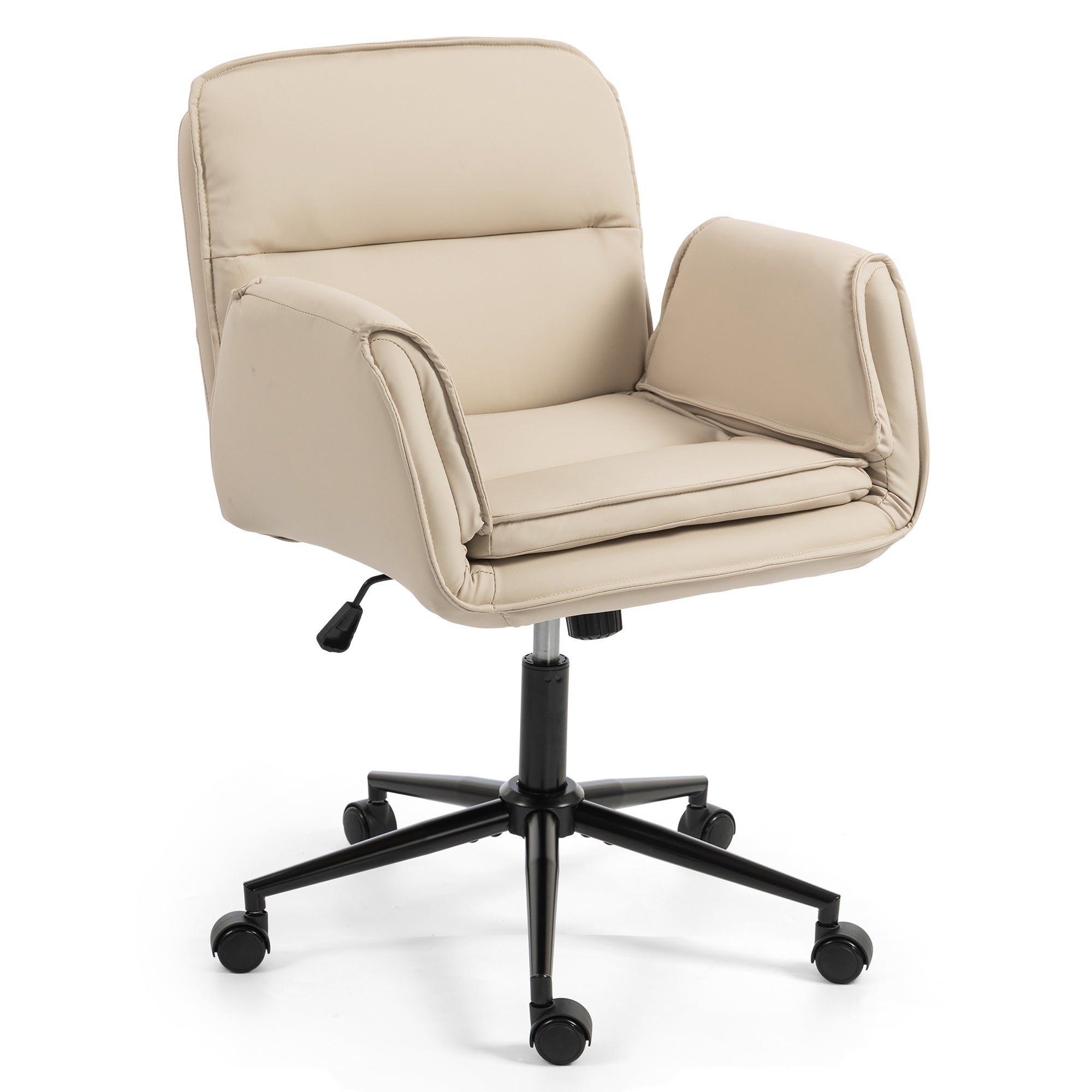Korin PU Leather Cross-Leg Desk Chair with Adjustable Armrests