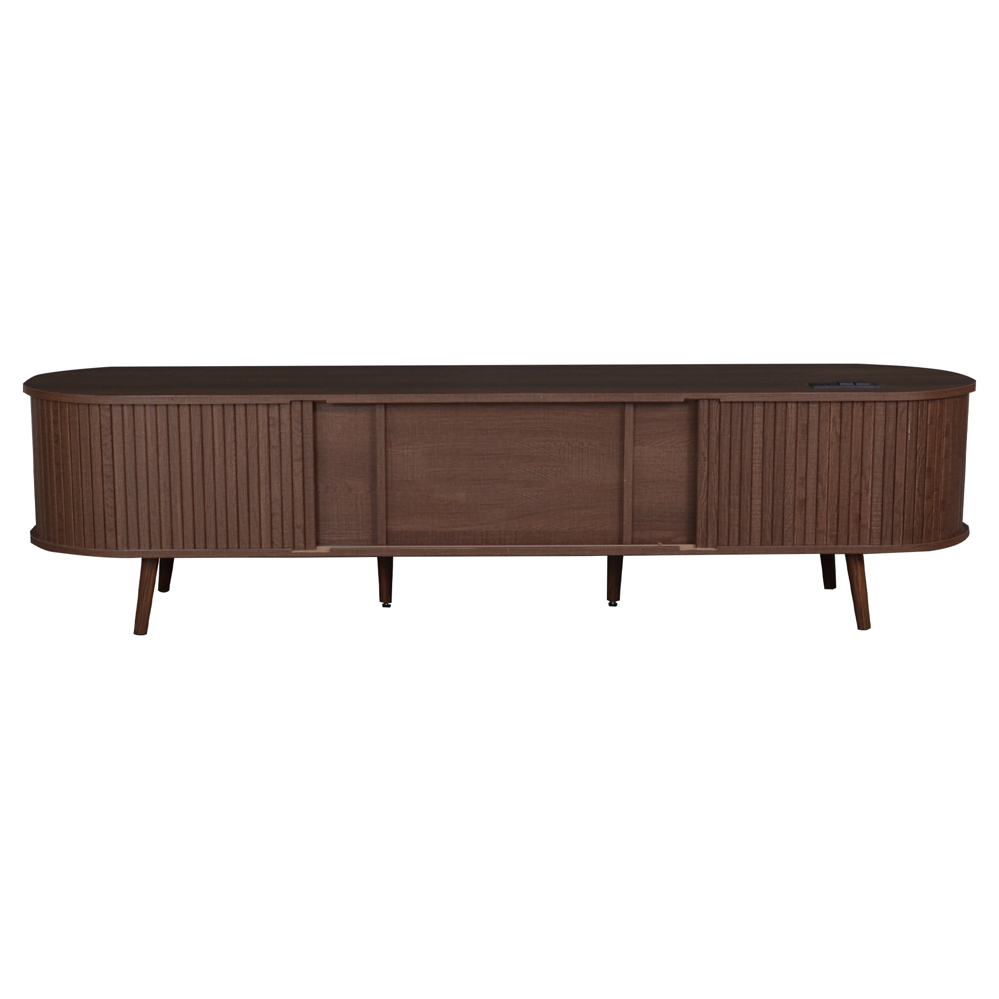 Kosice 70" Mid Century Modern TV Stand with Sliding Doors and Power Outlet