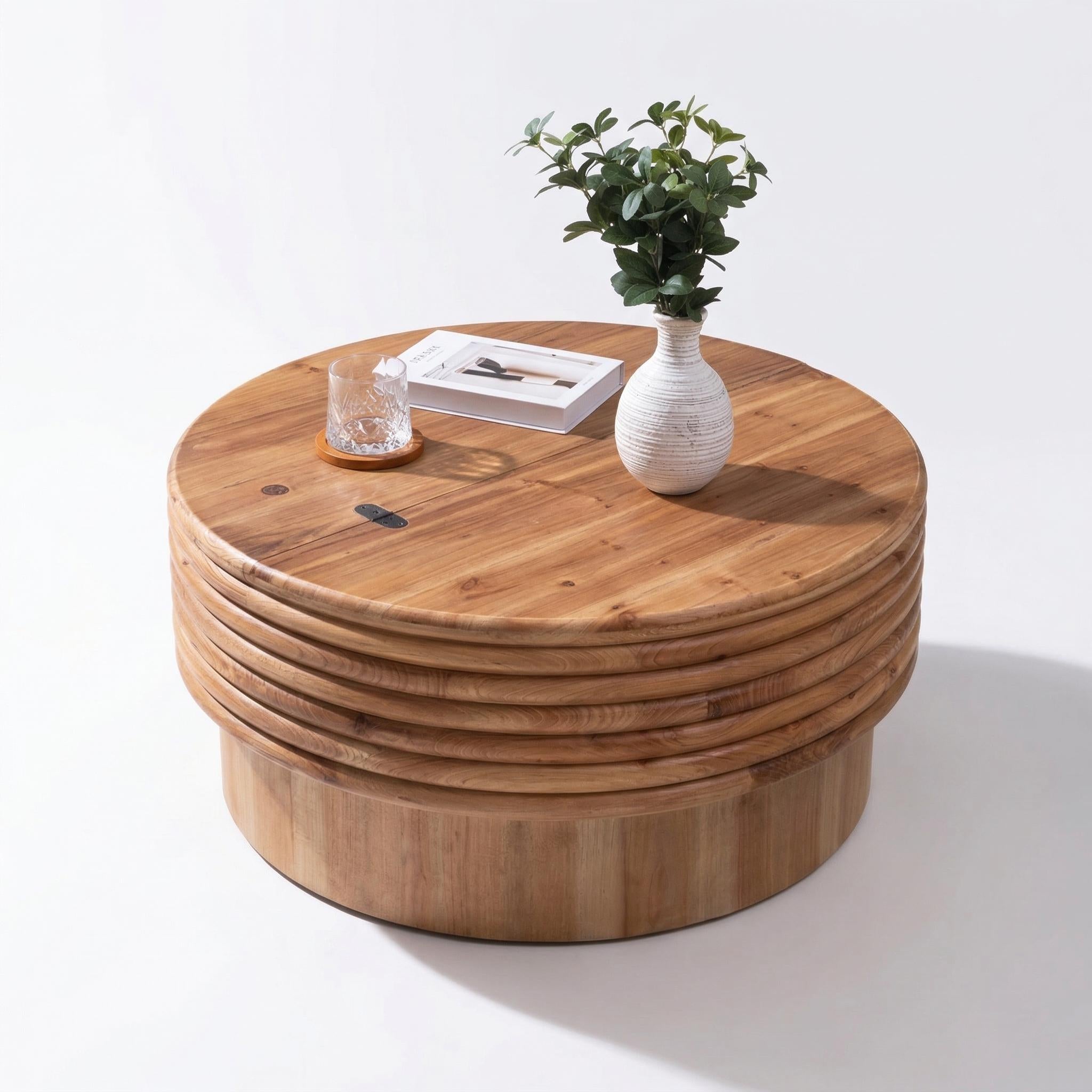 Krakow 30" Round Coffee Table with Hidden Storage