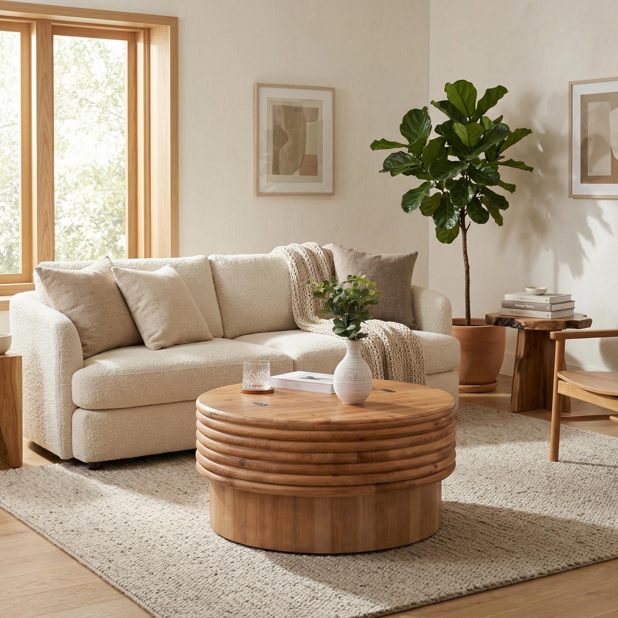 Krakow 30" Round Coffee Table with Hidden Storage