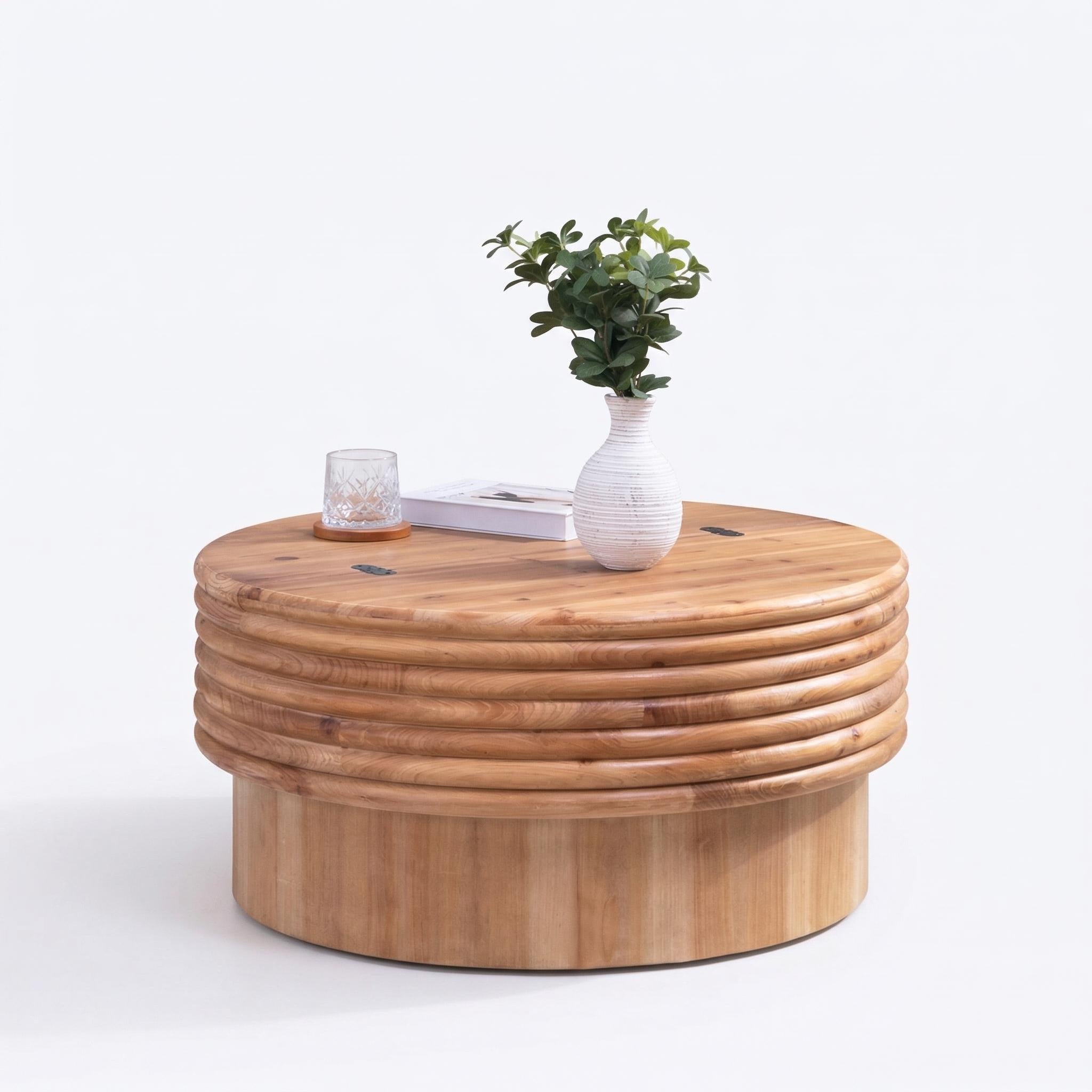 Krakow 30" Round Coffee Table with Hidden Storage