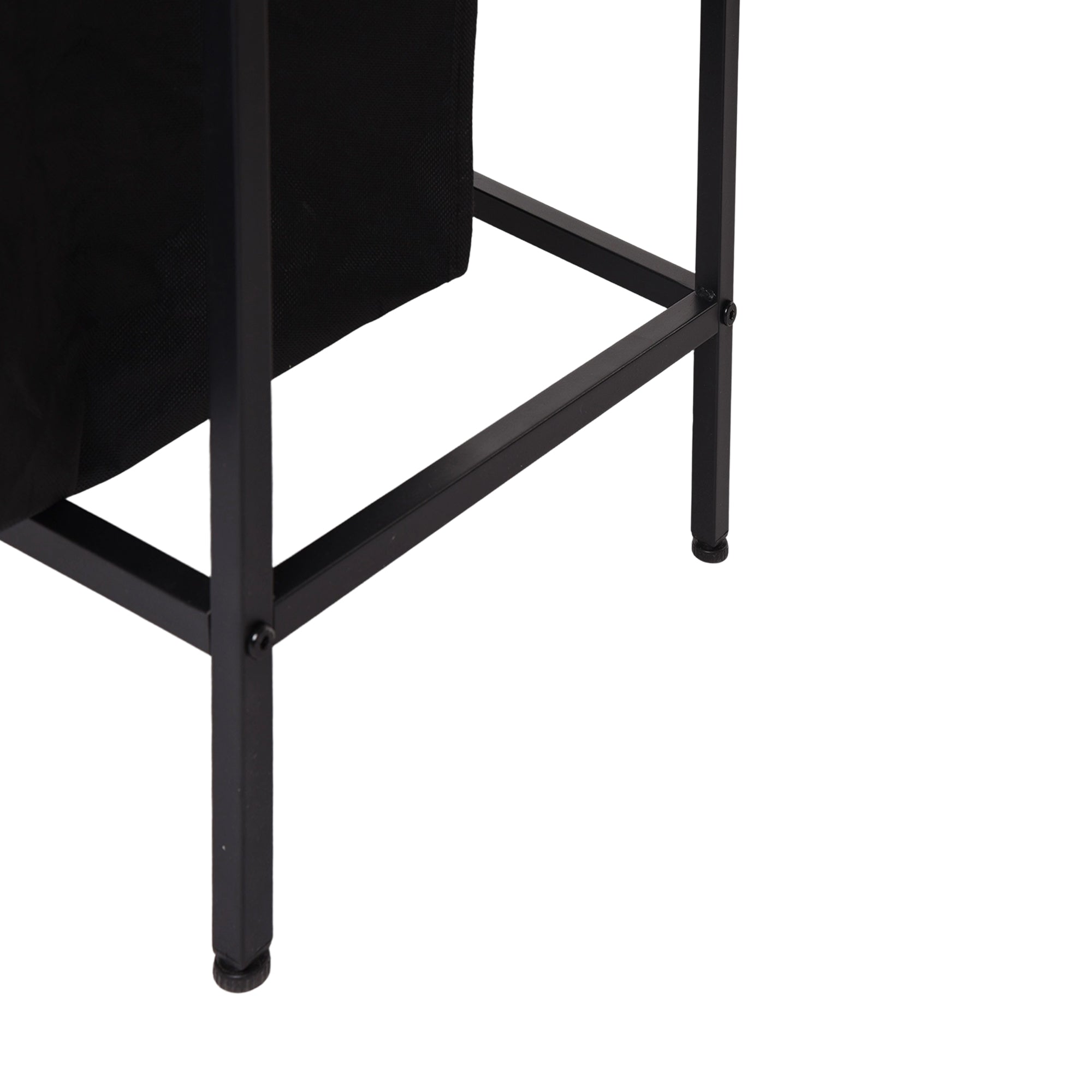 LABIN Single Laundry Hamper with Removable Bag and Rustic Wood Look Shelf, Black Steel Frame, Compact Bathroom Storage