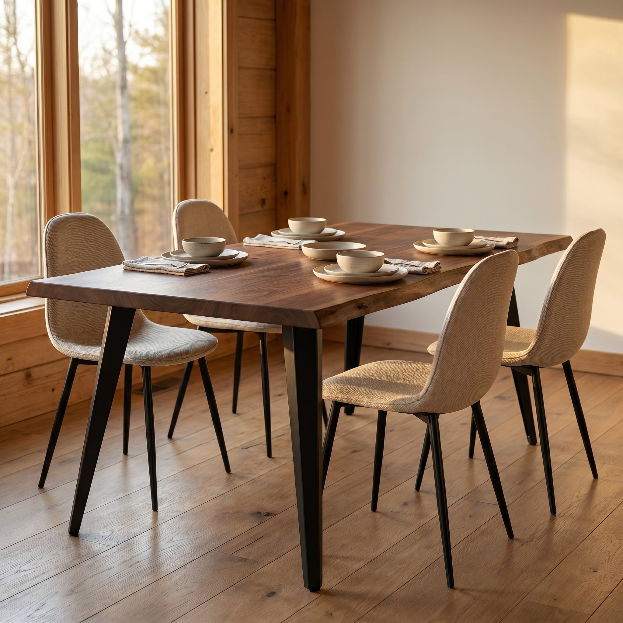 LANCELOT 63" Farmehouse Dining Table with Wave Edge