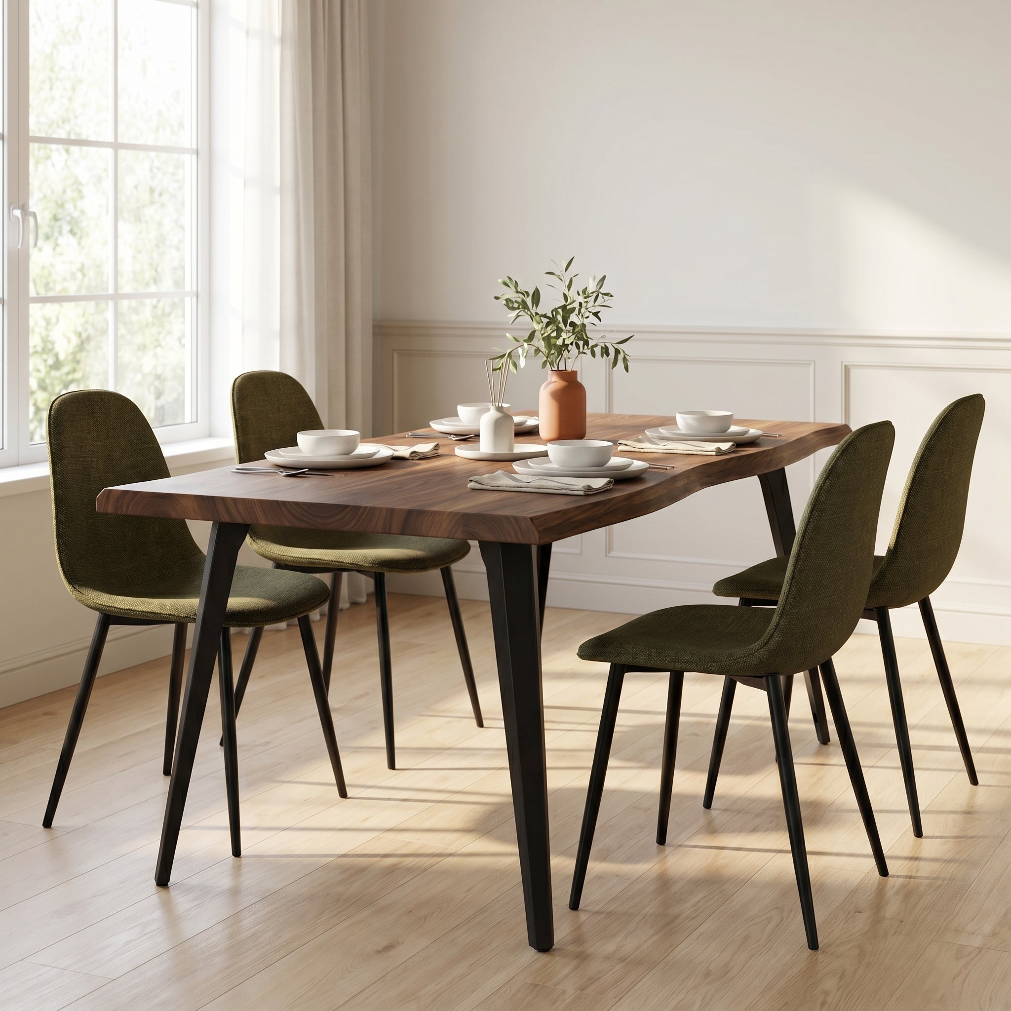 LANCELOT 63" Farmehouse Dining Table with Wave Edge