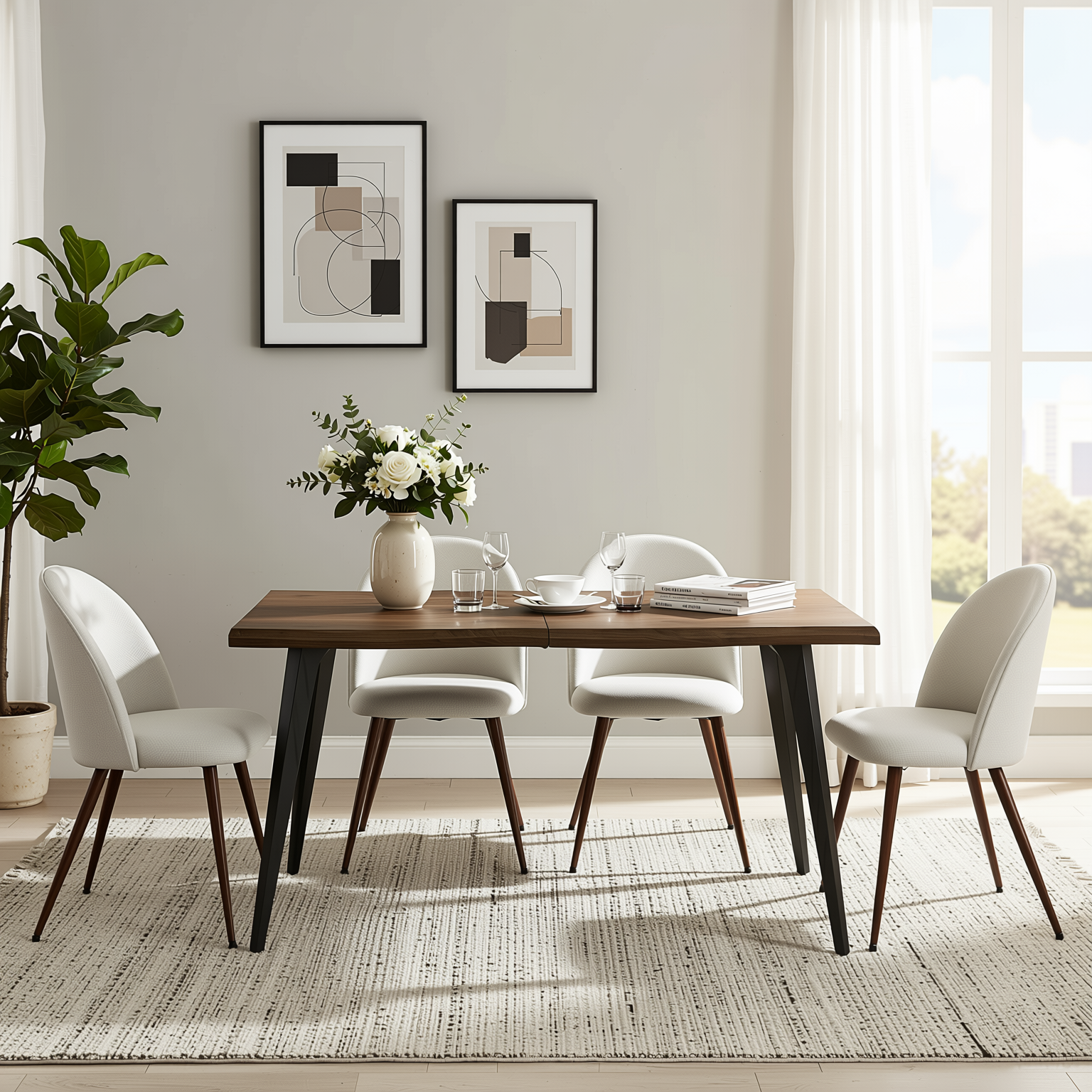 LANCELOT 63" Farmehouse Dining Table with Wave Edge