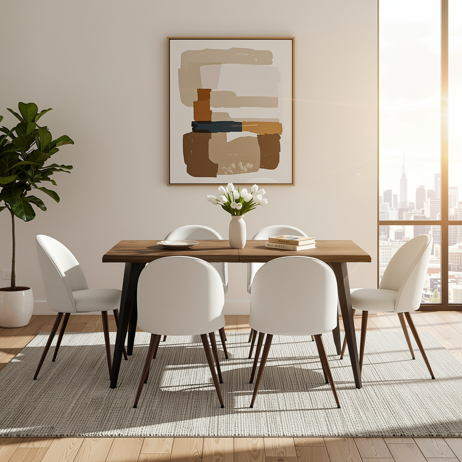 LANCELOT 63" Farmehouse Dining Table with Wave Edge
