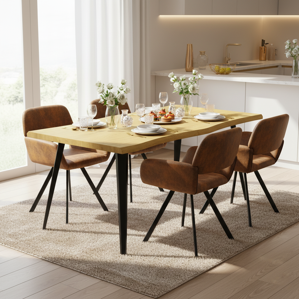 Lancelot 5 Piece Dining Table Set with 4 California Upholstered Chairs