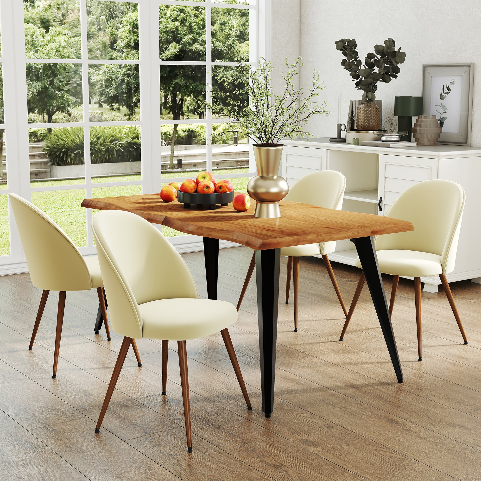 Lancelot 5 Piece Oak & Haven Upholstered Dining Set