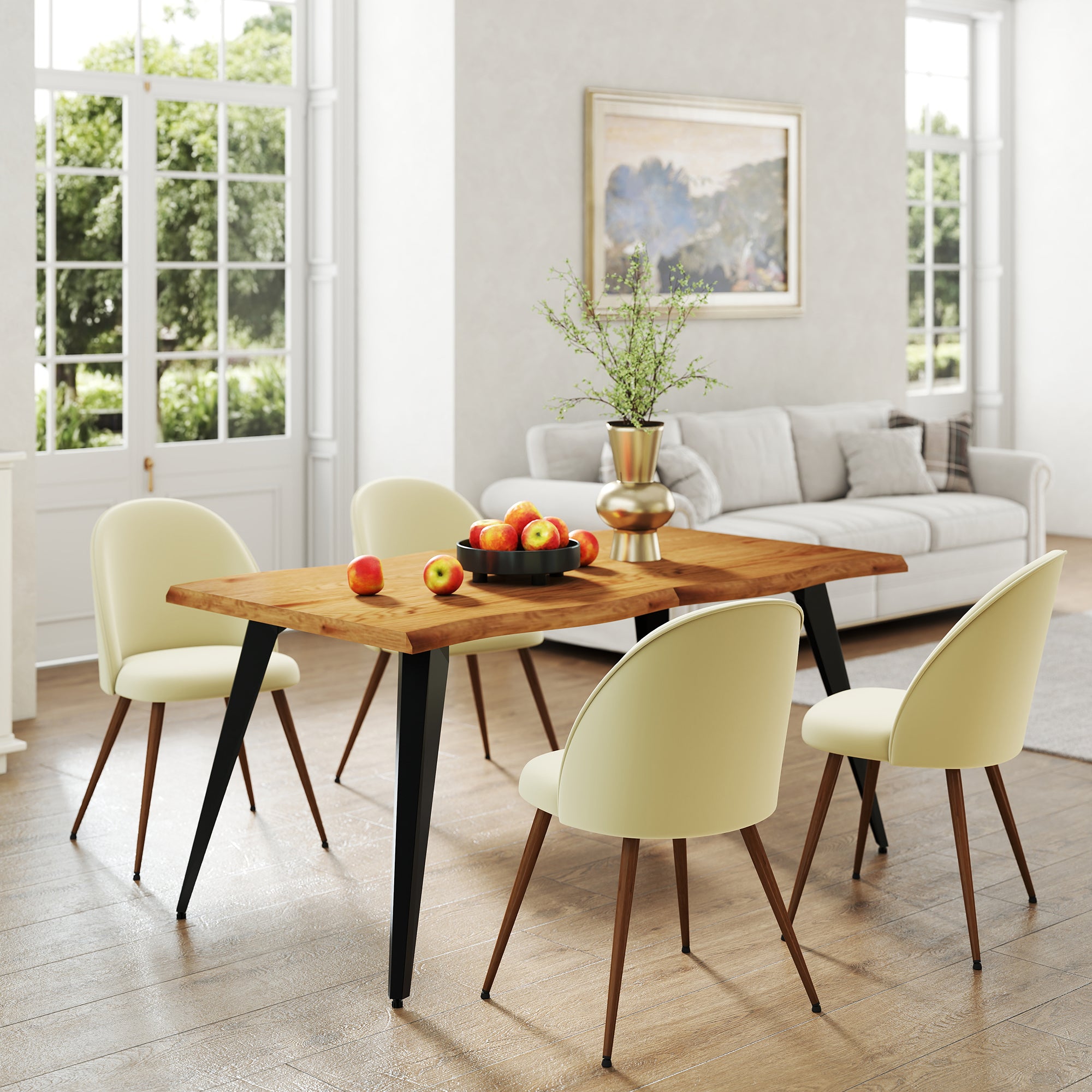 Lancelot 5 Piece Oak & Haven Upholstered Dining Set