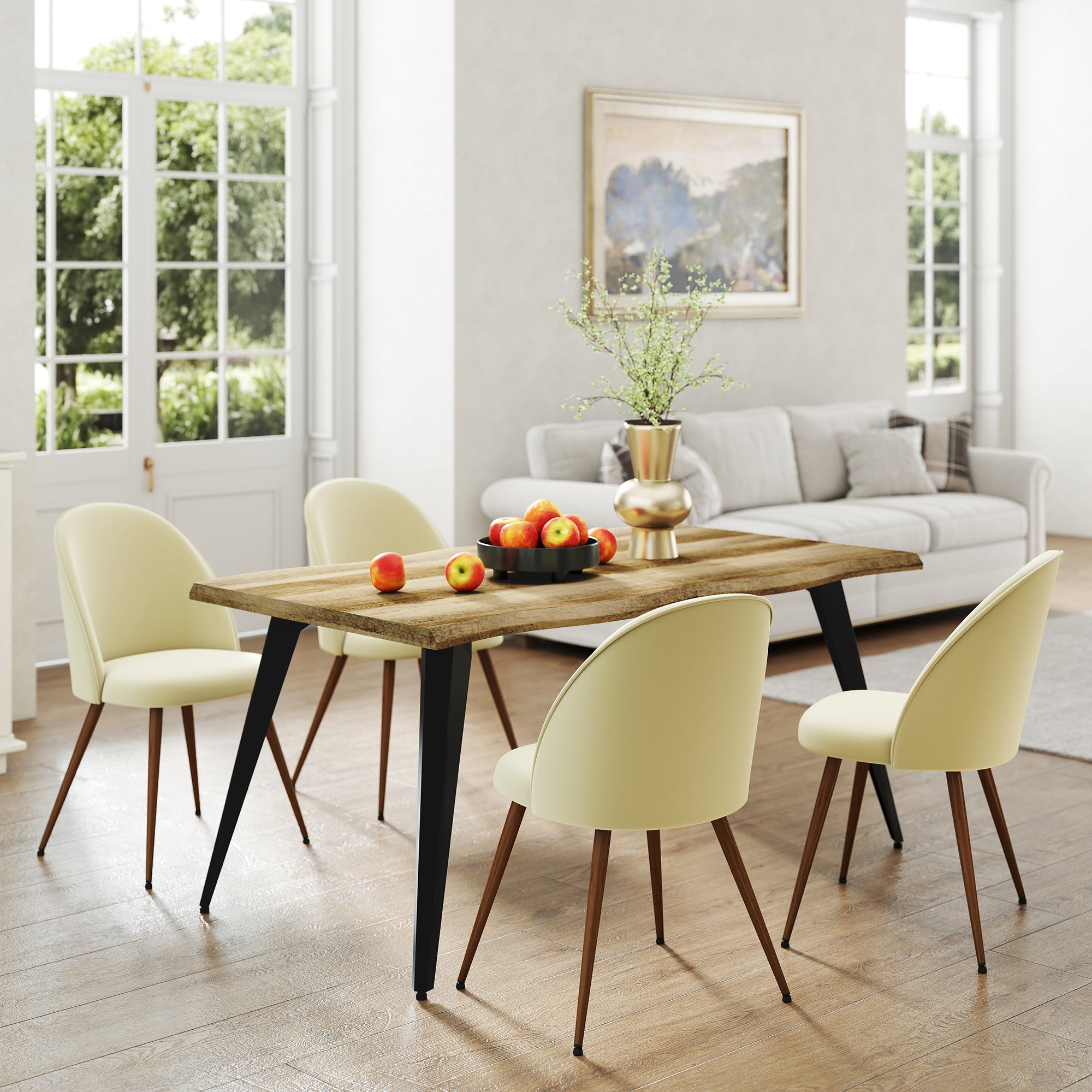 Lancelot 5 Piece Walnut & Haven Upholstered Dining Set