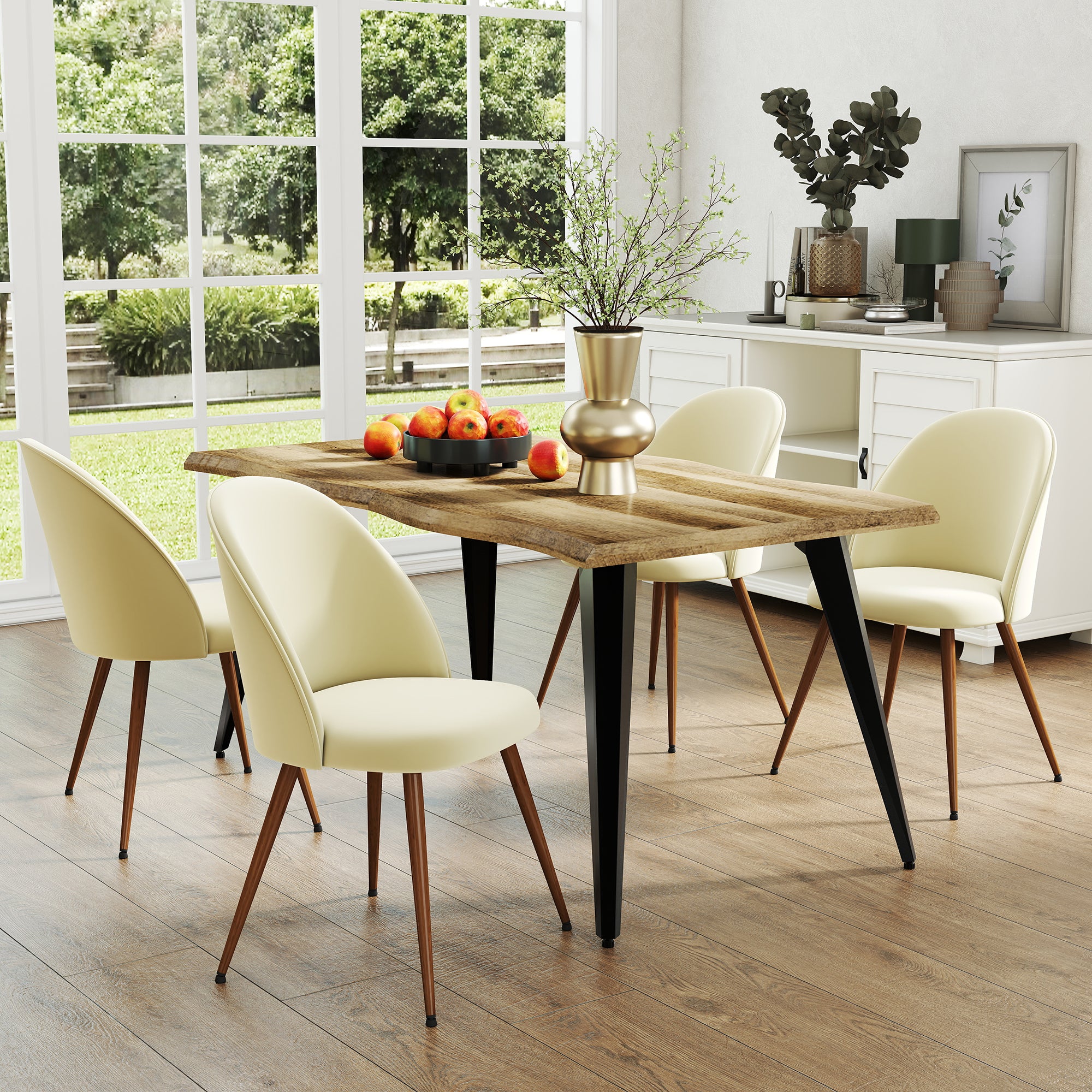 Lancelot 5 Piece Walnut & Haven Upholstered Dining Set