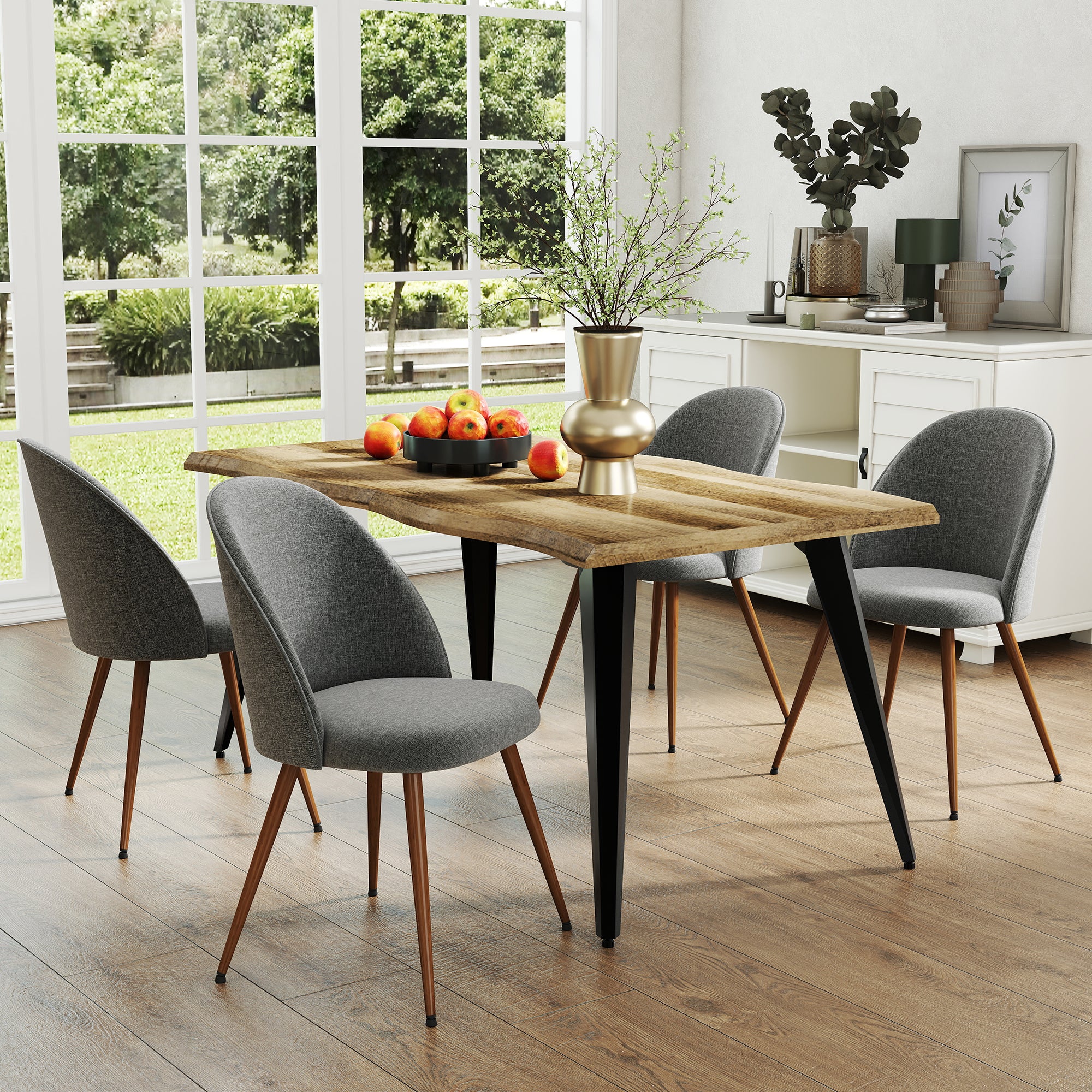 Lancelot 5 Piece Walnut & Haven Upholstered Dining Set