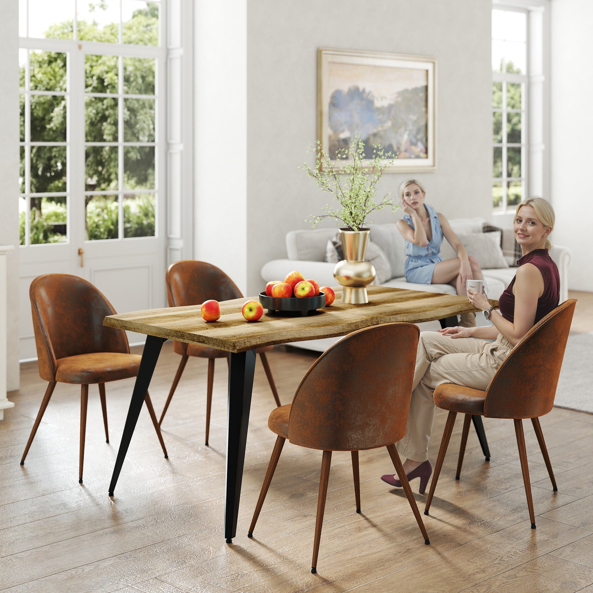 Lancelot 5 Piece Walnut & Haven Upholstered Dining Set