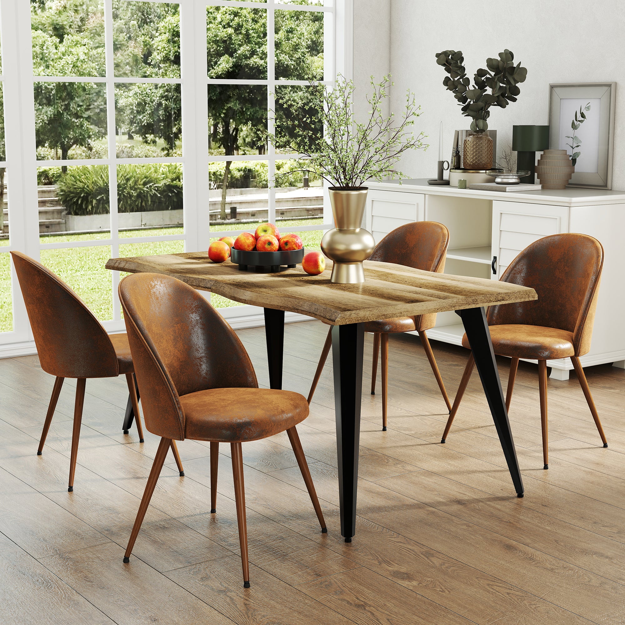 Lancelot 5 Piece Walnut & Haven Upholstered Dining Set
