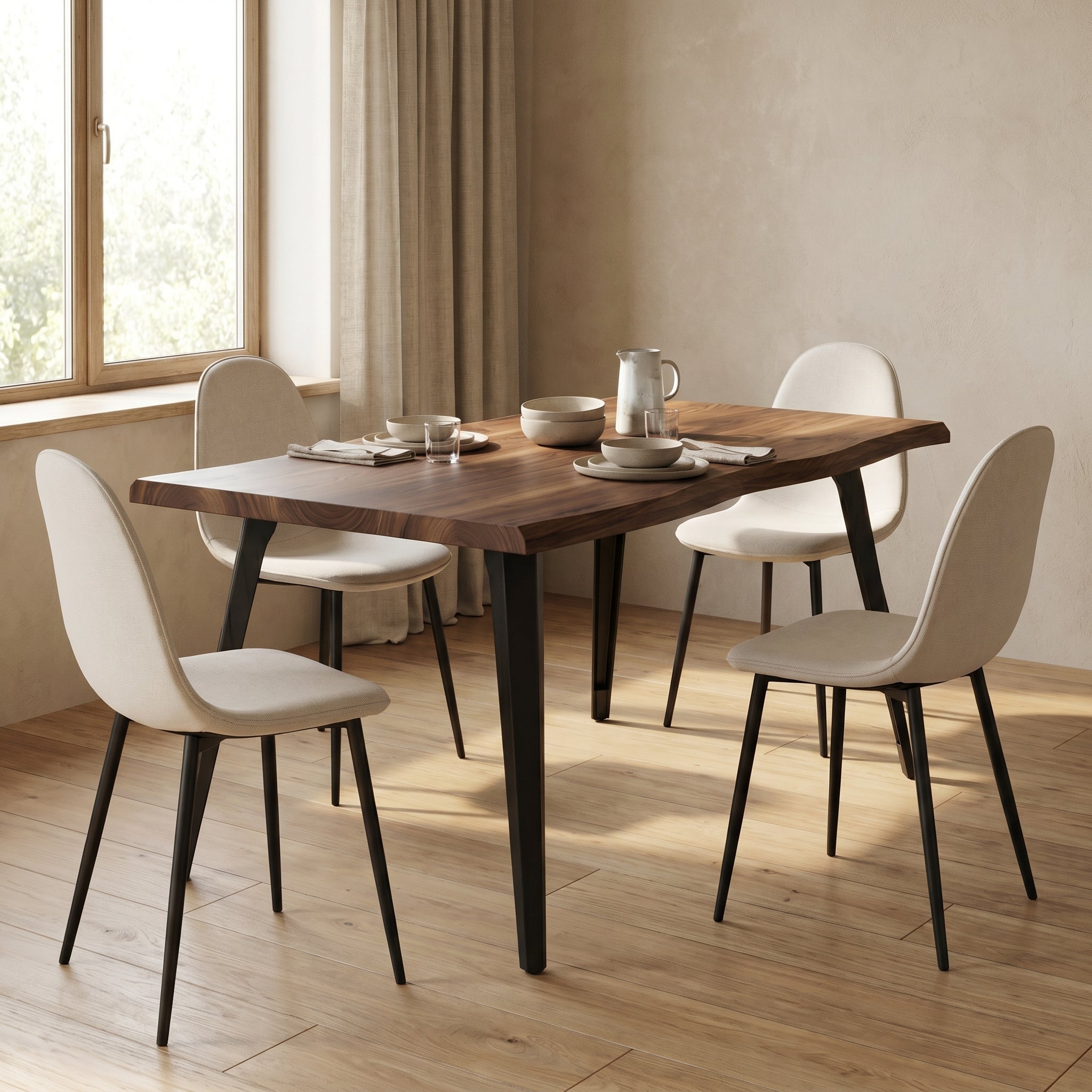 Homy Casa LANCELOT KD DARK WALNUT 63" Dining Table for Dining Room, Kitchen, or Workspace