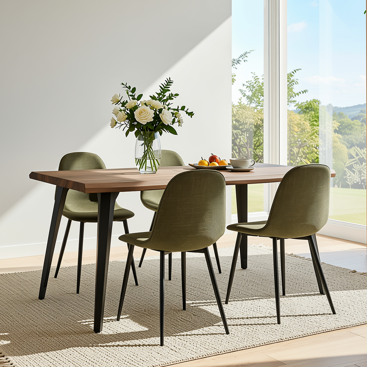 Open Box Homy Casa CHARLTON FABRIC LIME GREEN Dining Chair "17.32 x 20.87 x 33.86 in" Modern Seating for Kitchen & Dining Room