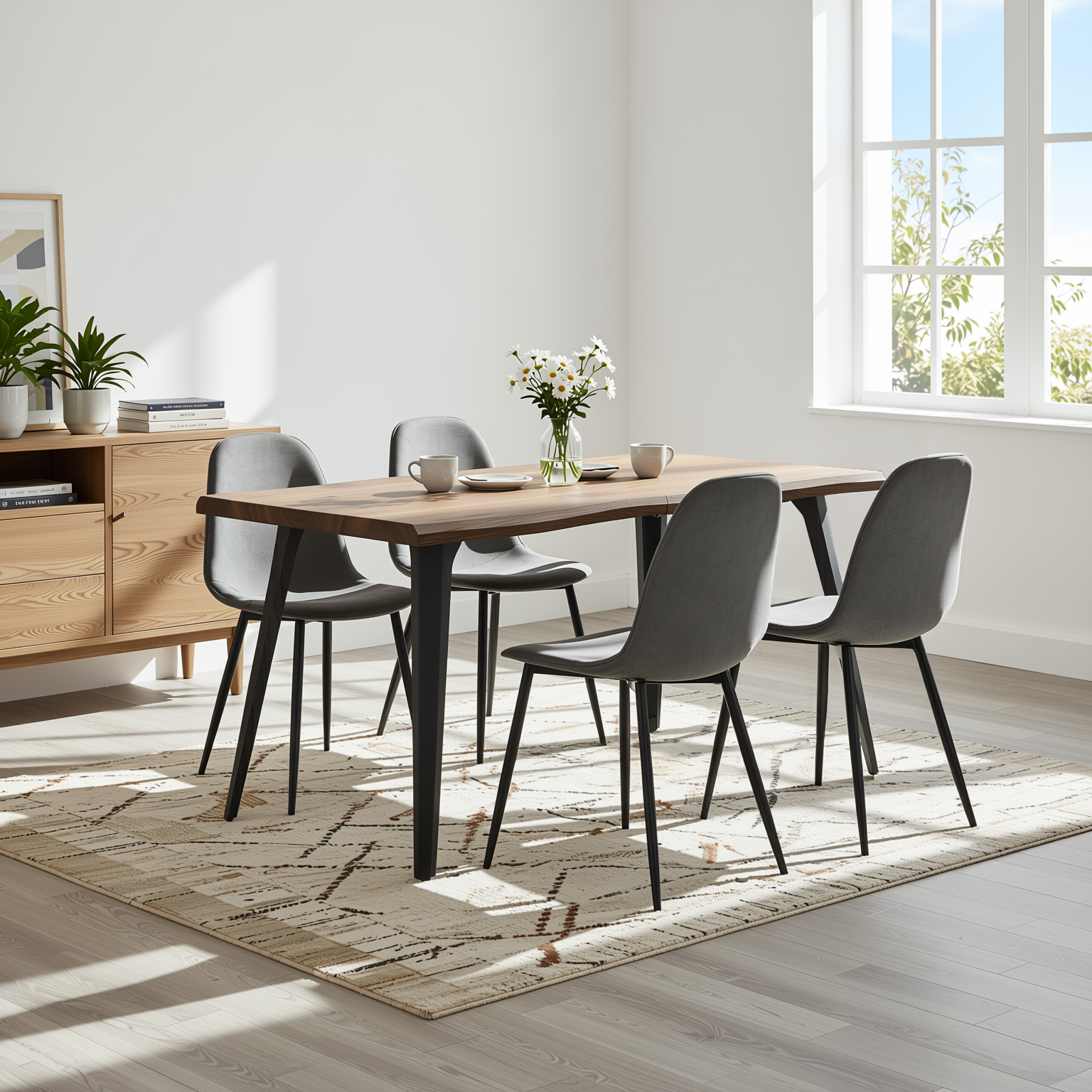 Homy Casa LANCELOT KD DARK WALNUT 63" Dining Table for Dining Room, Kitchen, or Workspace