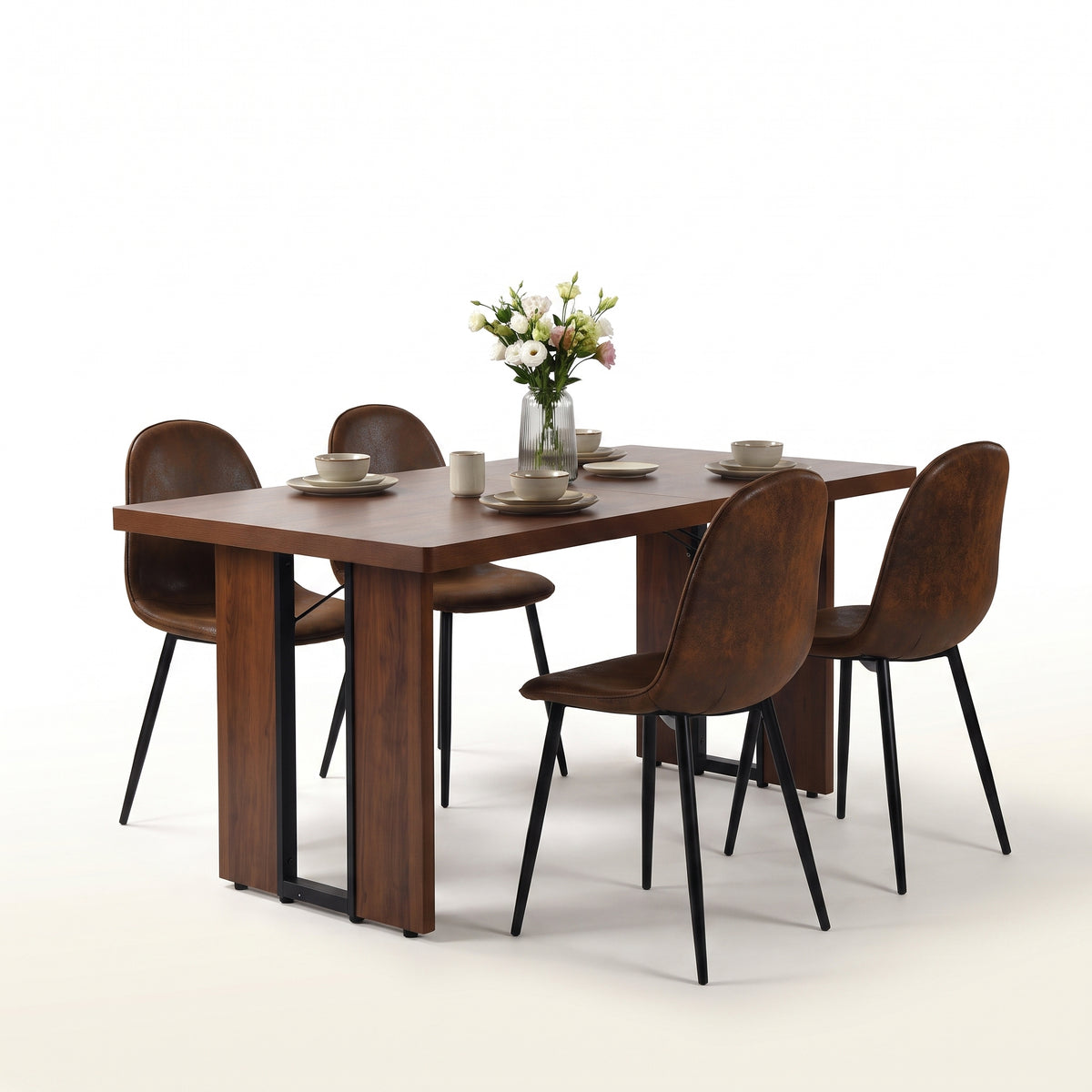 Homy Casa CHARLTON 4PC SUEDE BROWN Dining Chair Comfortable Seating for Home or Office Open Box