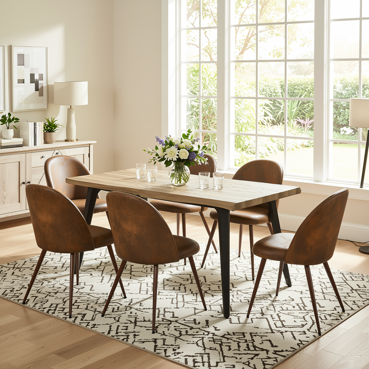 Homy Casa HAVEN SUEDE BROWN WALNUT LEG 2PK 20.08"L x 21.06"W x 33.07"H Dining Chair Set
