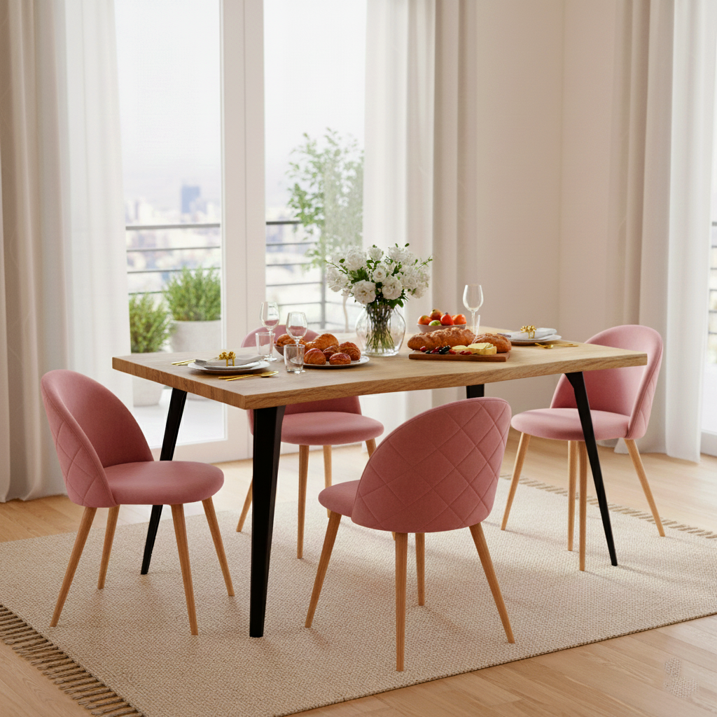 Homy Casa ZOMBA Velvet Rose Dining Chair Set "22.05" W x 19.29" D x 30.31" H for Kitchen & Dining Room
