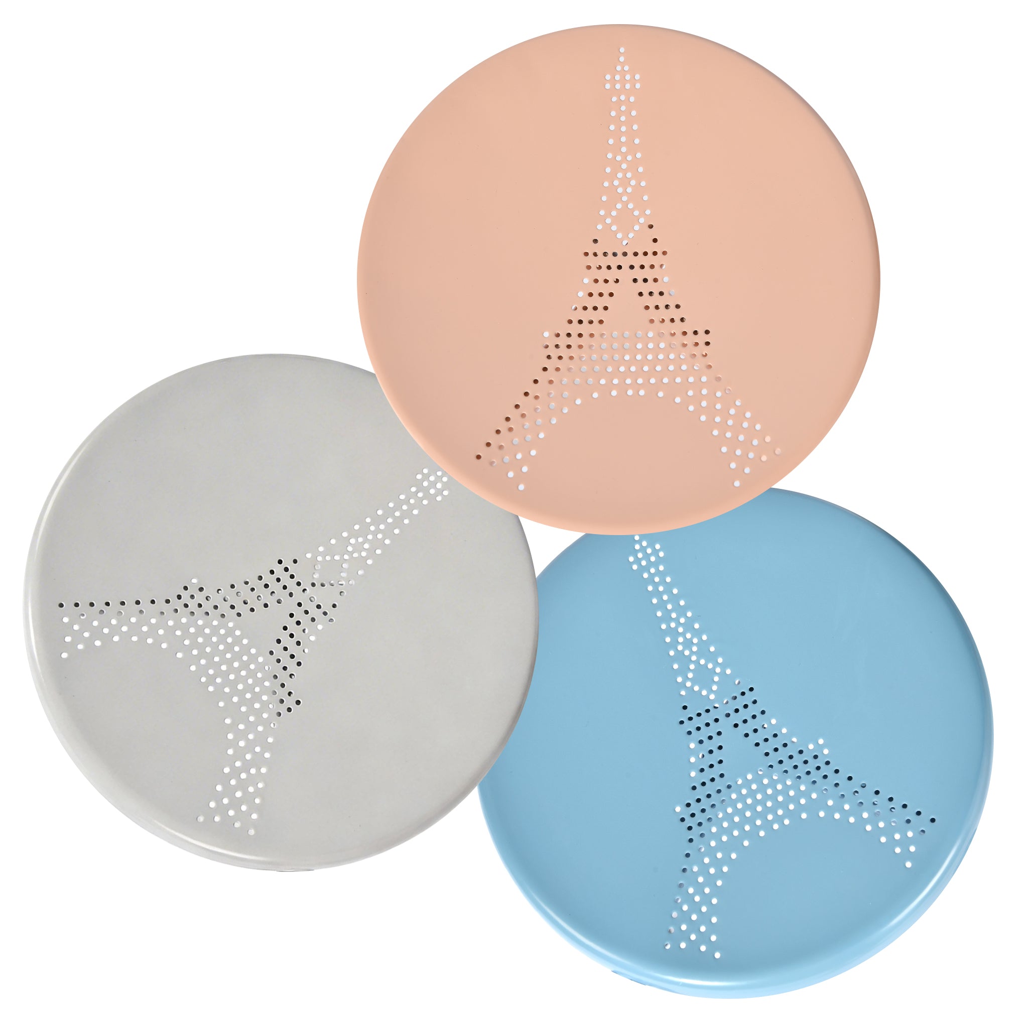 Homy Casa Lemon 6PC Metal Stackable Stools Morandi Gray Folding Eiffel Tower Perforated Seat