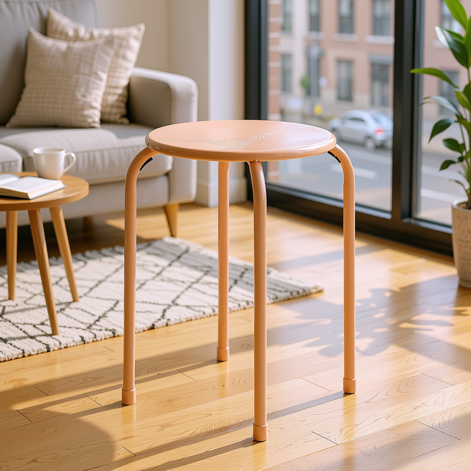Lemon 4PC Metal Stackable Stools Morandi Colors Folding Eiffel Tower Perforated Seat