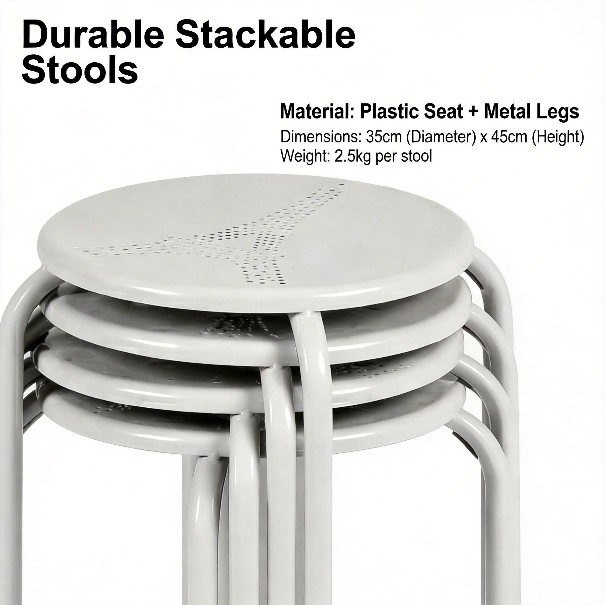 Homy Casa Lemon 4PC Metal Stackable Stools Morandi Gray Folding Eiffel Tower Perforated Seat