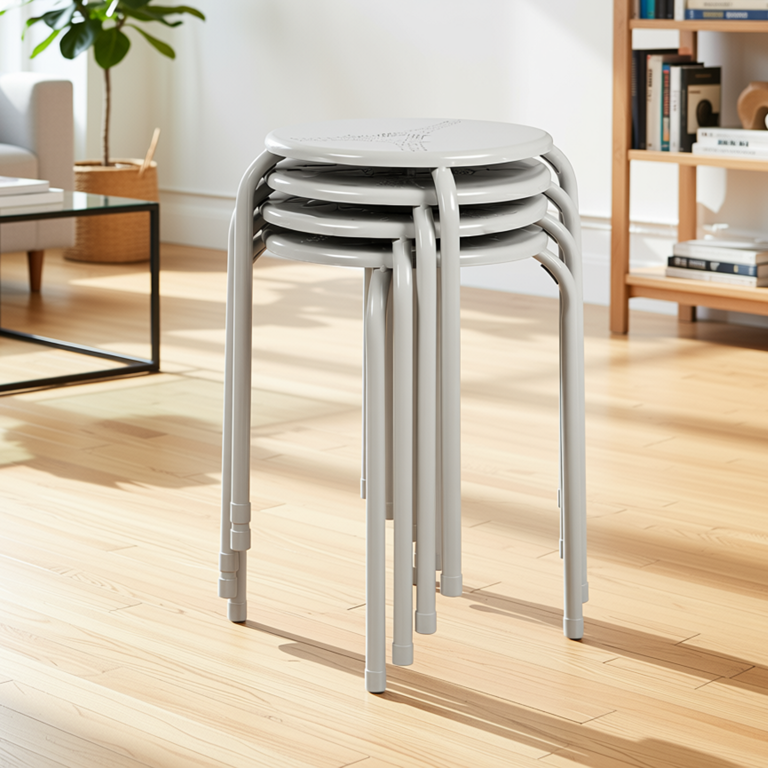 Lemon 4PC Metal Stackable Stools Morandi Colors Folding Eiffel Tower Perforated Seat