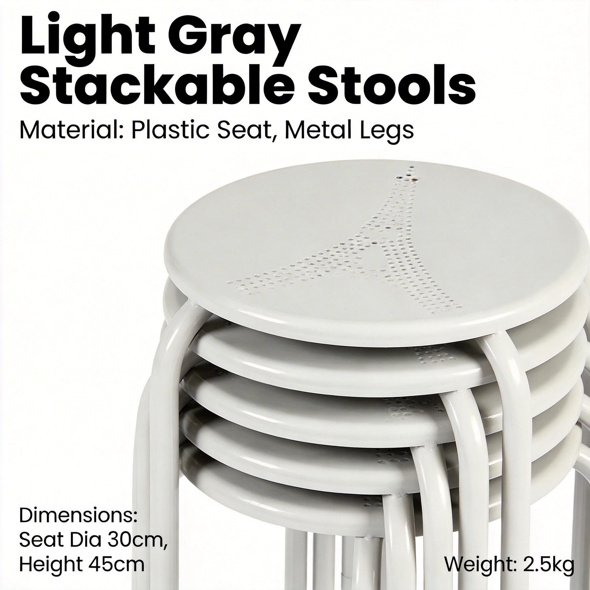 Homy Casa Lemon 4PC Metal Stackable Stools Morandi Gray Folding Eiffel Tower Perforated Seat