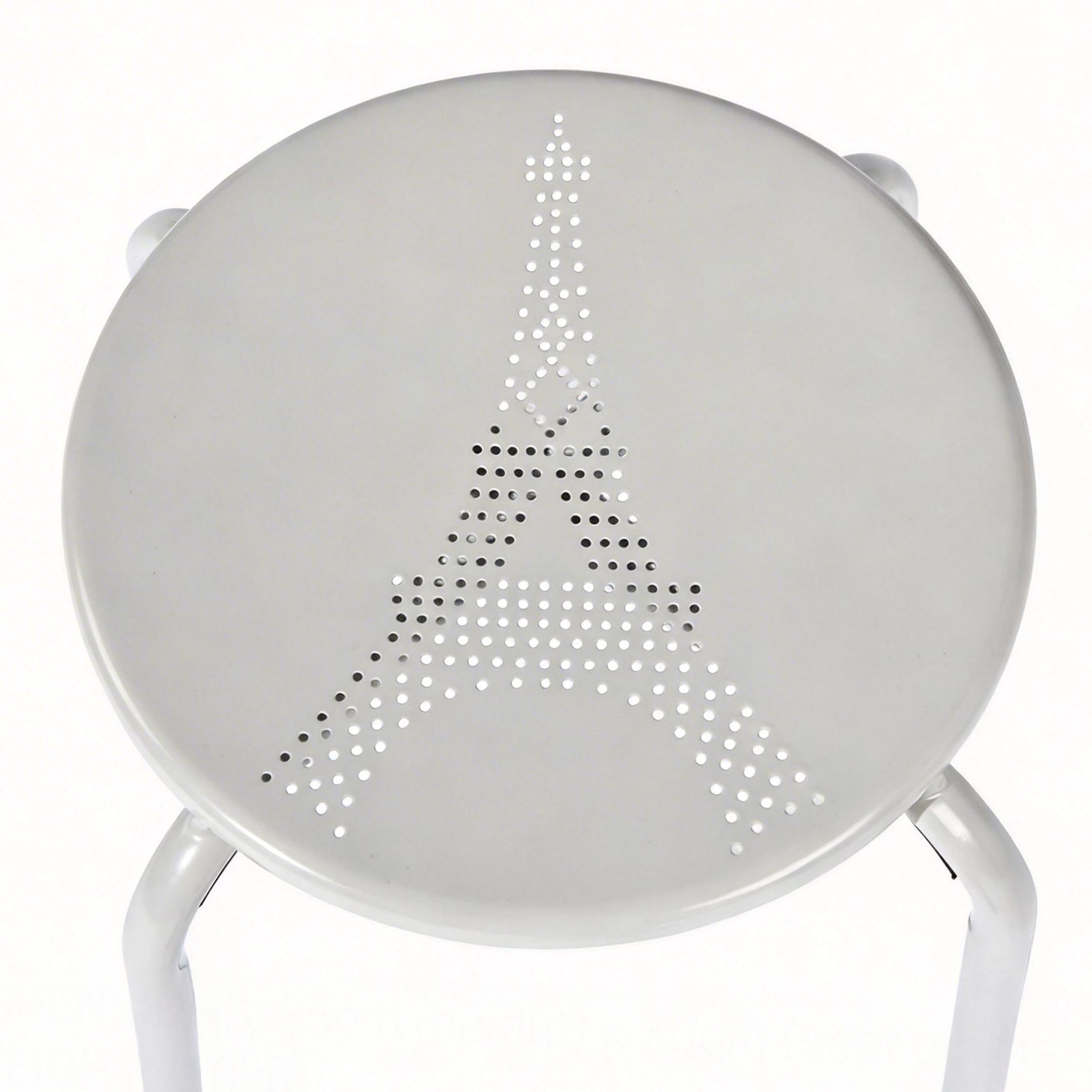 Homy Casa Lemon 4PC Metal Stackable Stools Morandi Gray Folding Eiffel Tower Perforated Seat