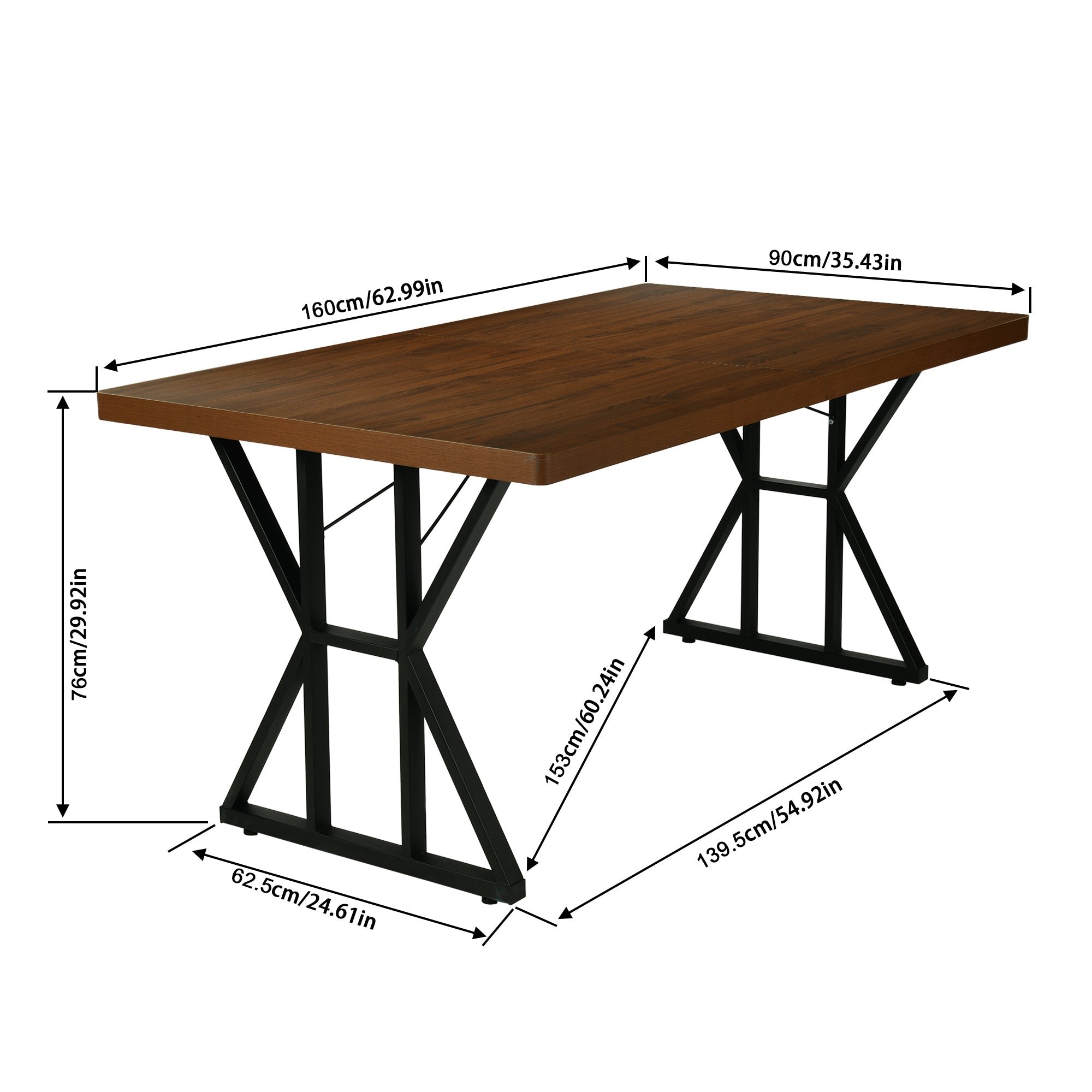 Homy Casa LEONARD 63" Dining Table for Kitchen & Dining Room