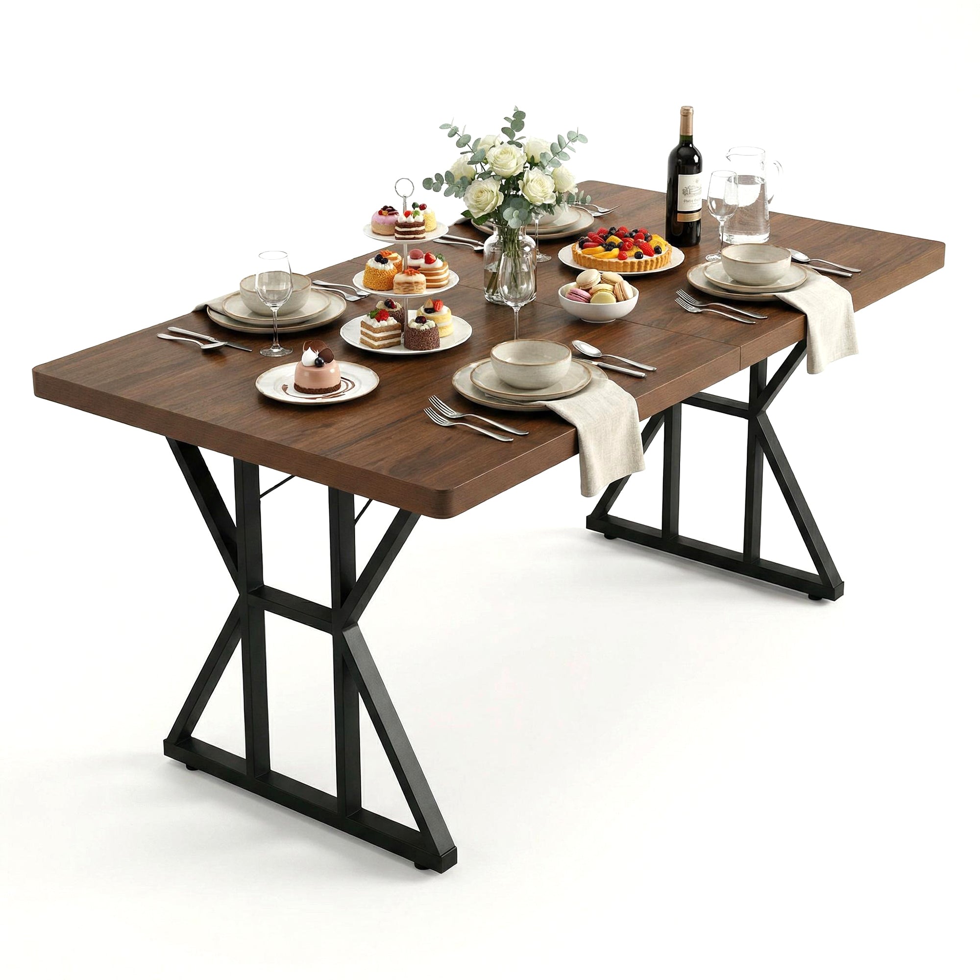 Homy Casa LEONARD 63" Dining Table for Kitchen & Dining Room