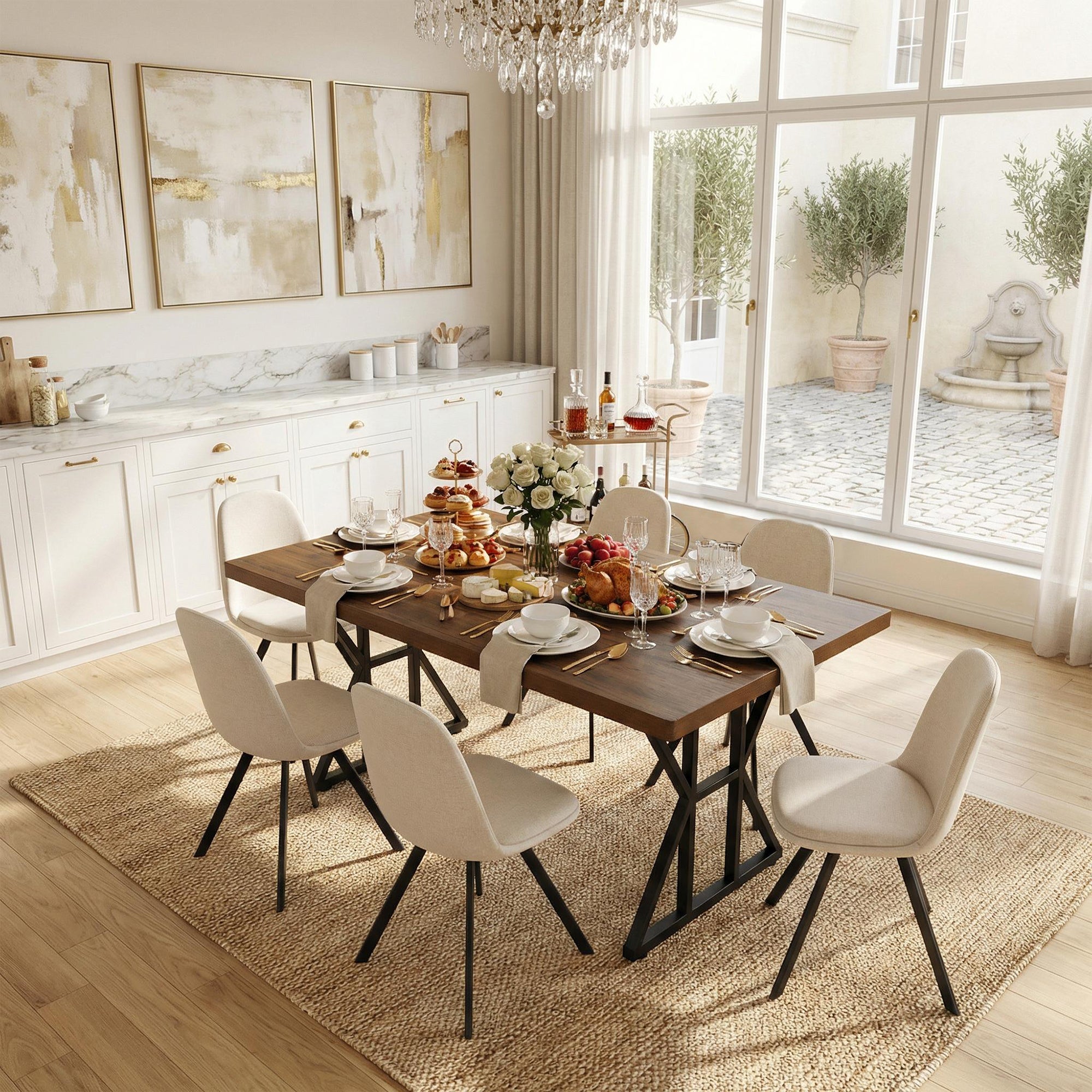 Homy Casa LEONARD 63" Dining Table for Kitchen & Dining Room