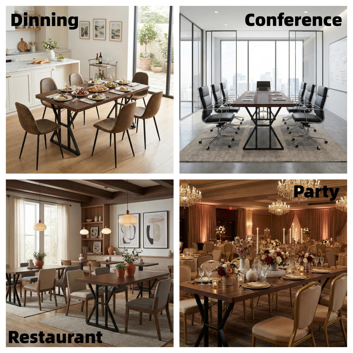 Homy Casa LEONARD 63" Dining Table for Kitchen & Dining Room