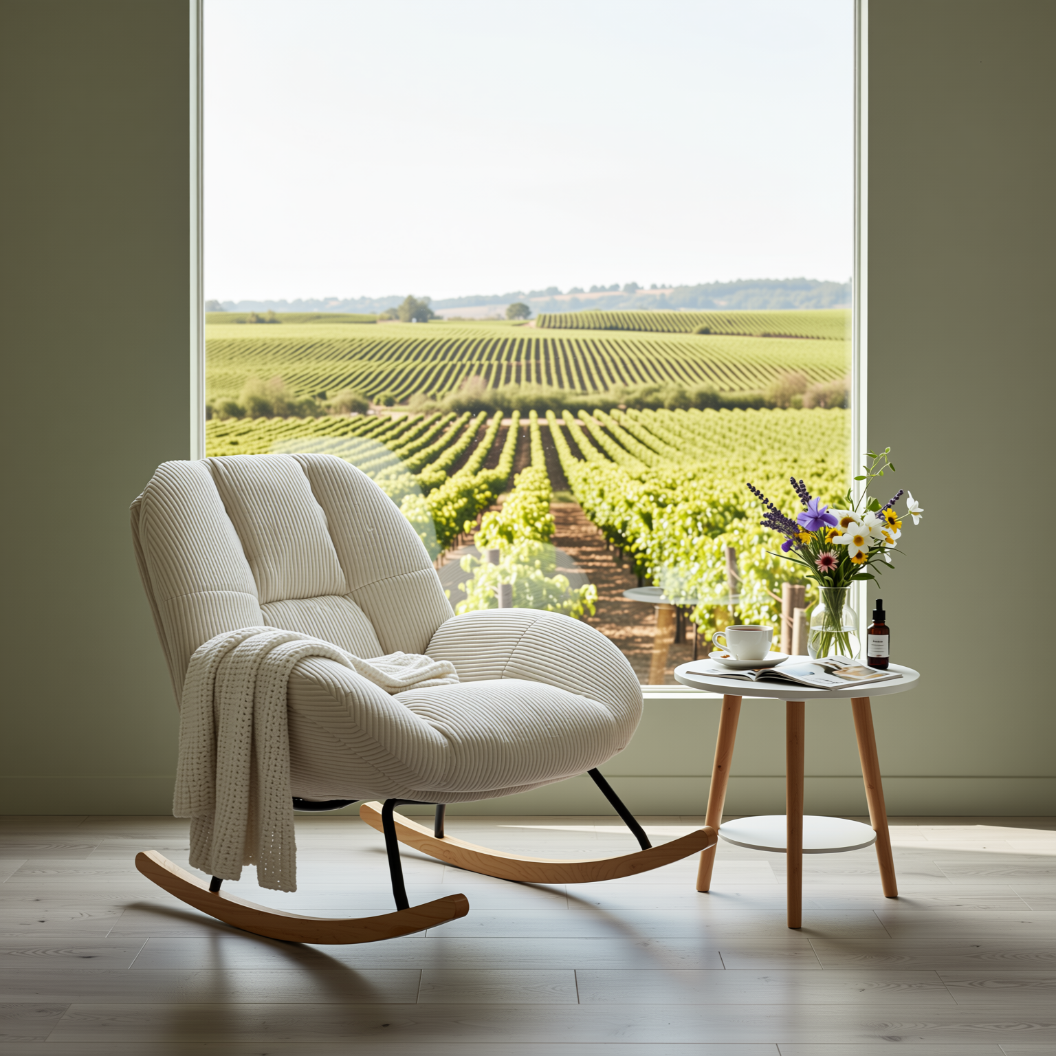Lithops Corduroy Rocking Chair Modern Fabric Accent Chair