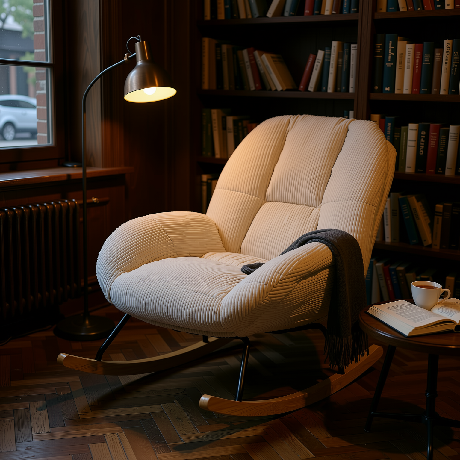Lithops Corduroy Rocking Chair Modern Fabric Accent Chair