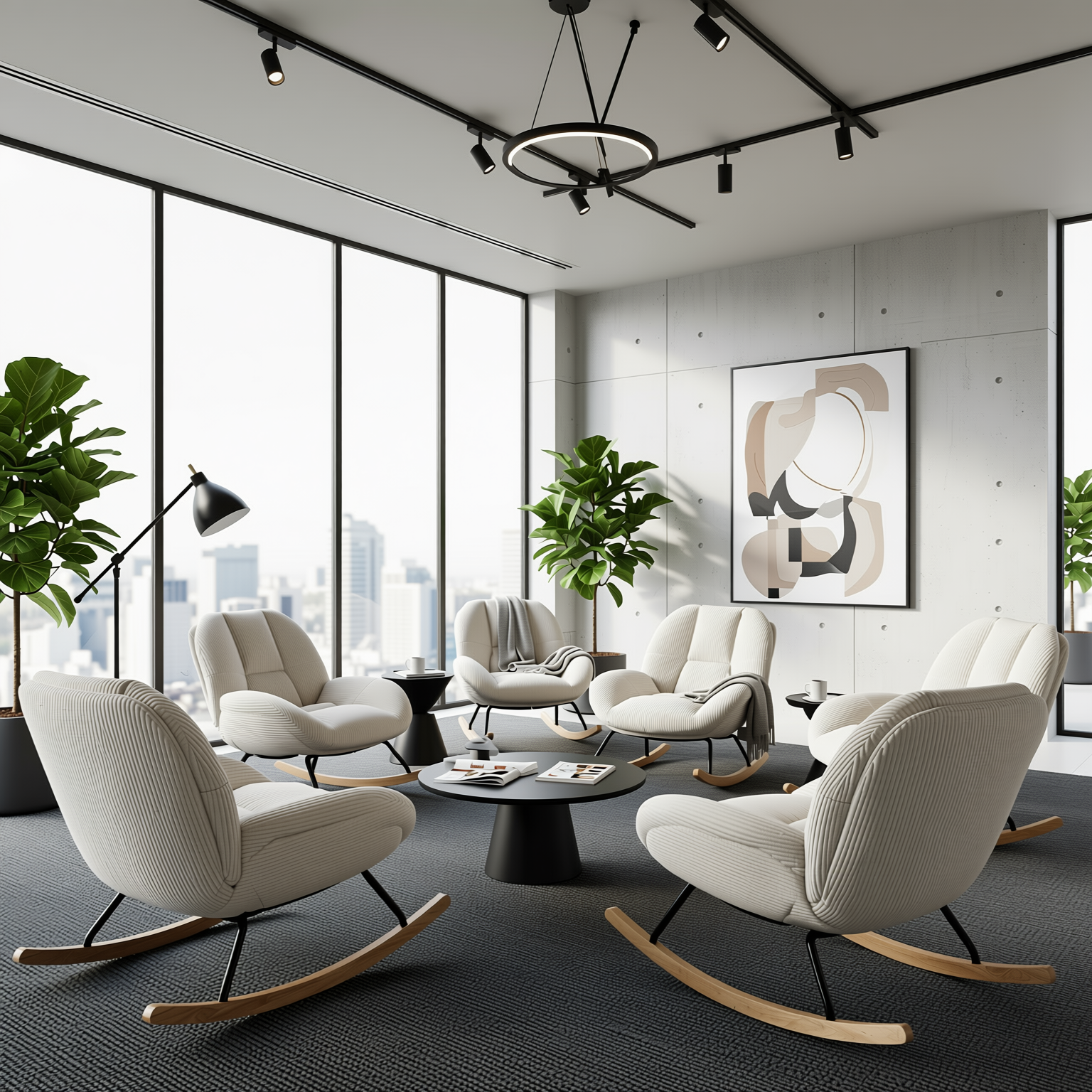 Lithops Corduroy Rocking Chair Modern Fabric Accent Chair