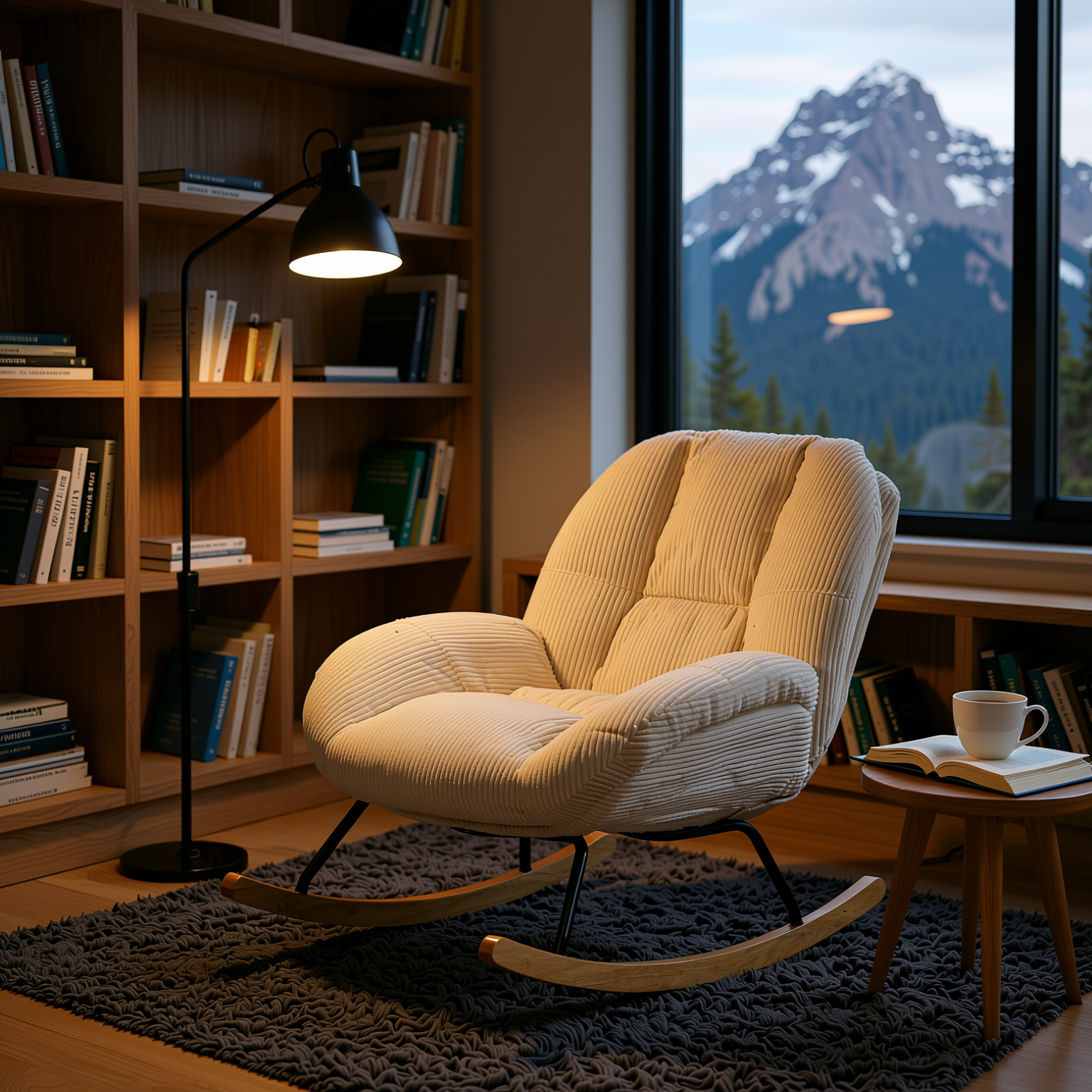 Lithops Corduroy Rocking Chair Modern Fabric Accent Chair