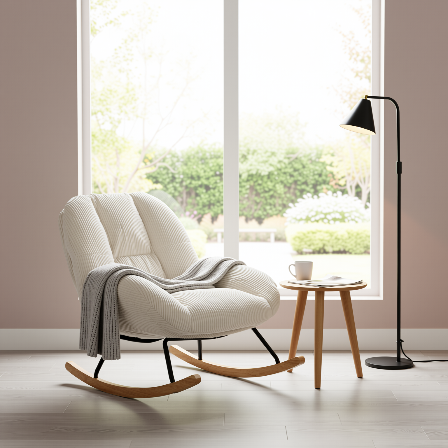 Lithops Corduroy Rocking Chair Modern Fabric Accent Chair