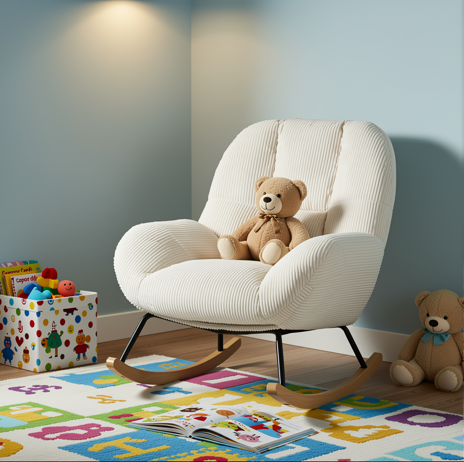 Lithops Corduroy Rocking Chair Modern Fabric Accent Chair