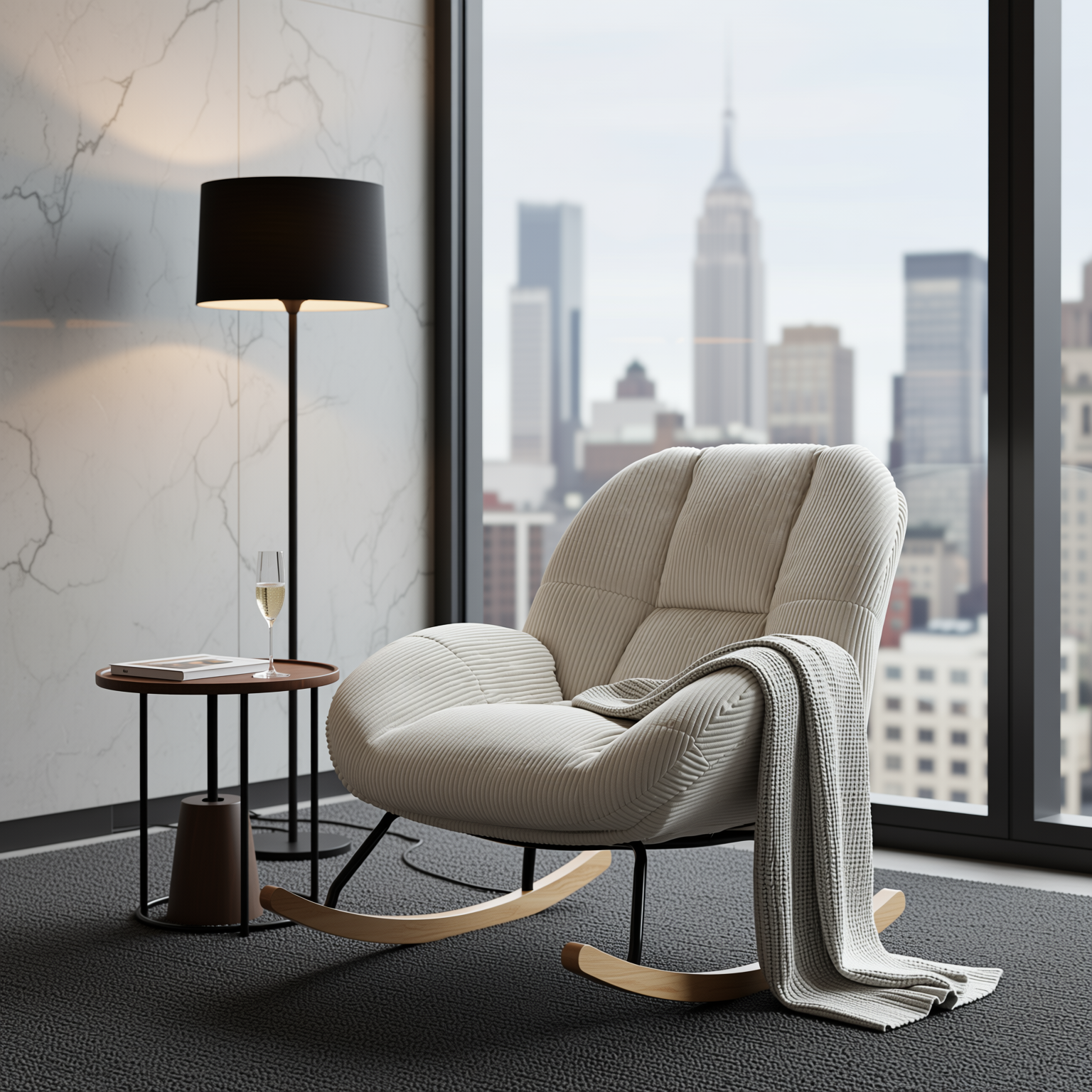Lithops Corduroy Rocking Chair Modern Fabric Accent Chair