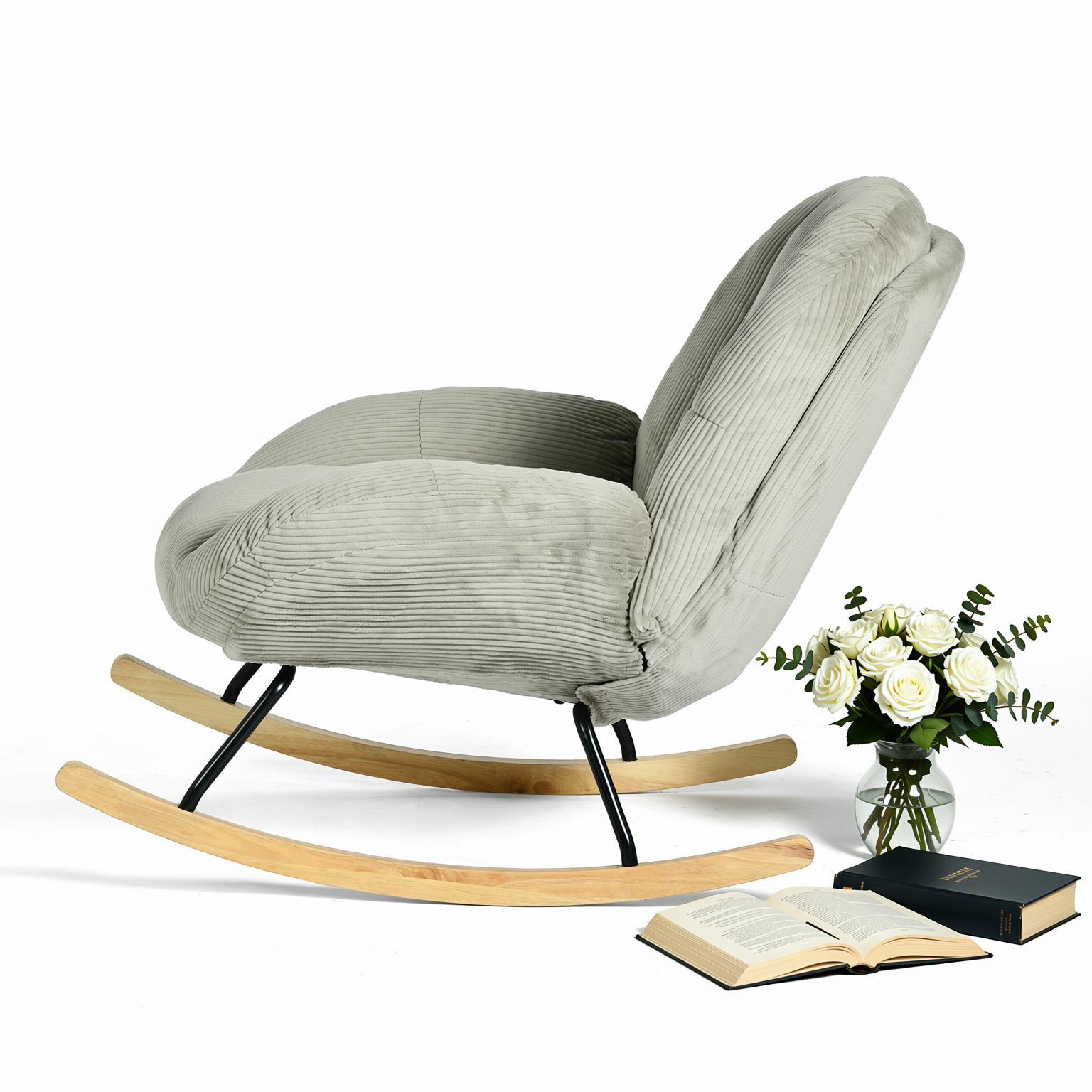 Lithops Corduroy Rocking Chair Modern Fabric Accent Chair