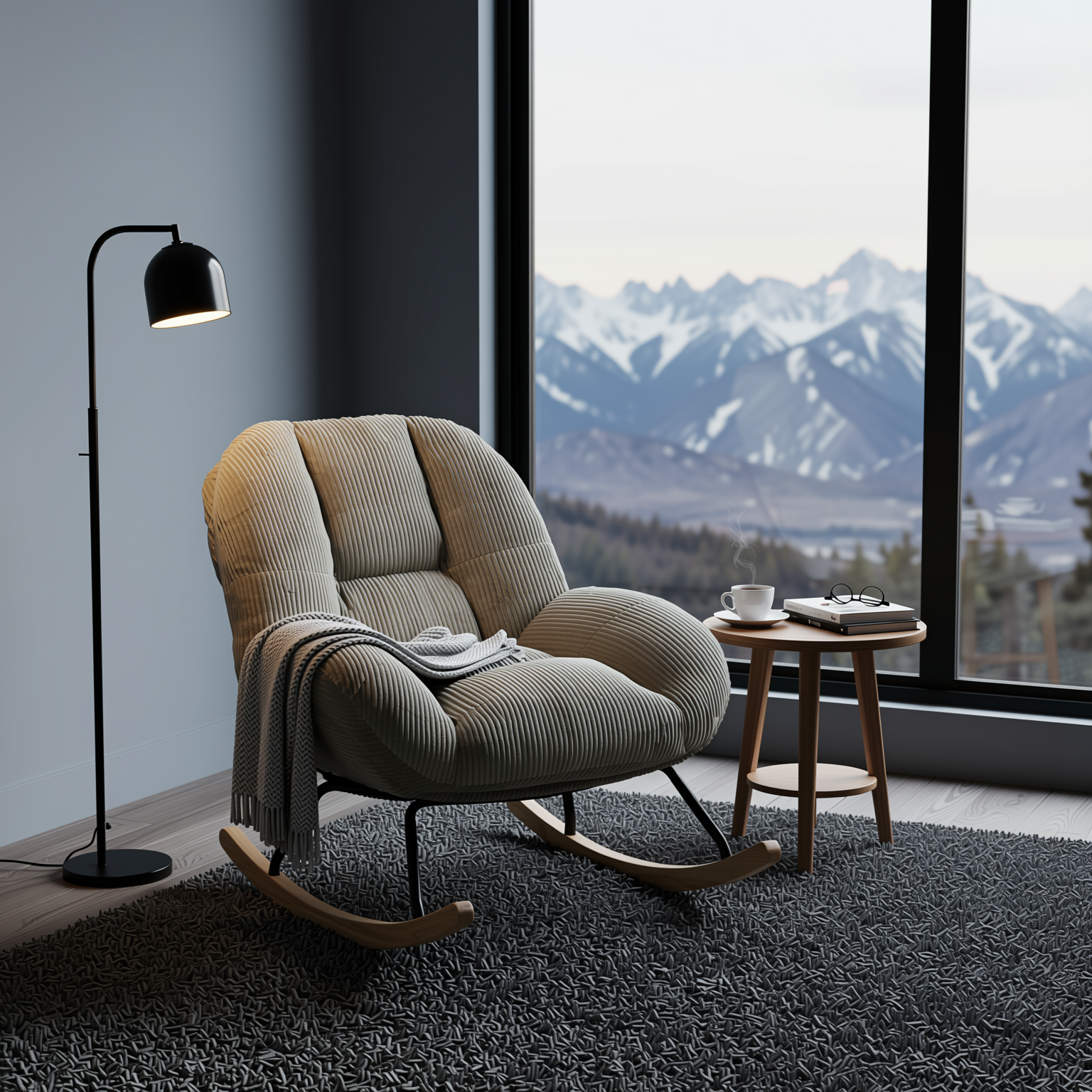 Lithops Corduroy Rocking Chair Modern Fabric Accent Chair
